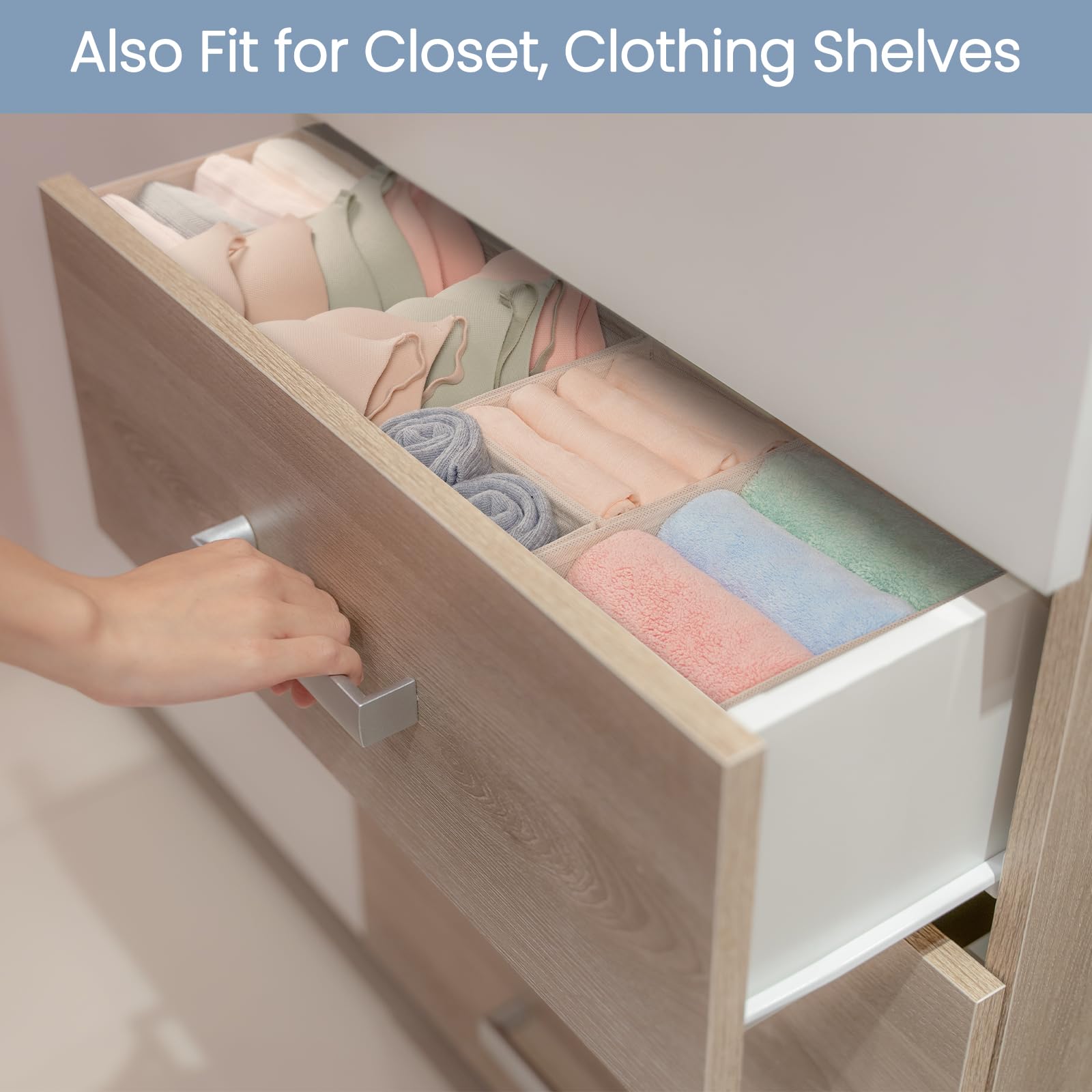 Criusia Drawer Organizer Clothes, 8 Pack Underwear Drawer Organizer, Foldable Cloth Storage Box Closet Organizers and Storage for Clothes, Socks, Scarves, Ties (Beige)