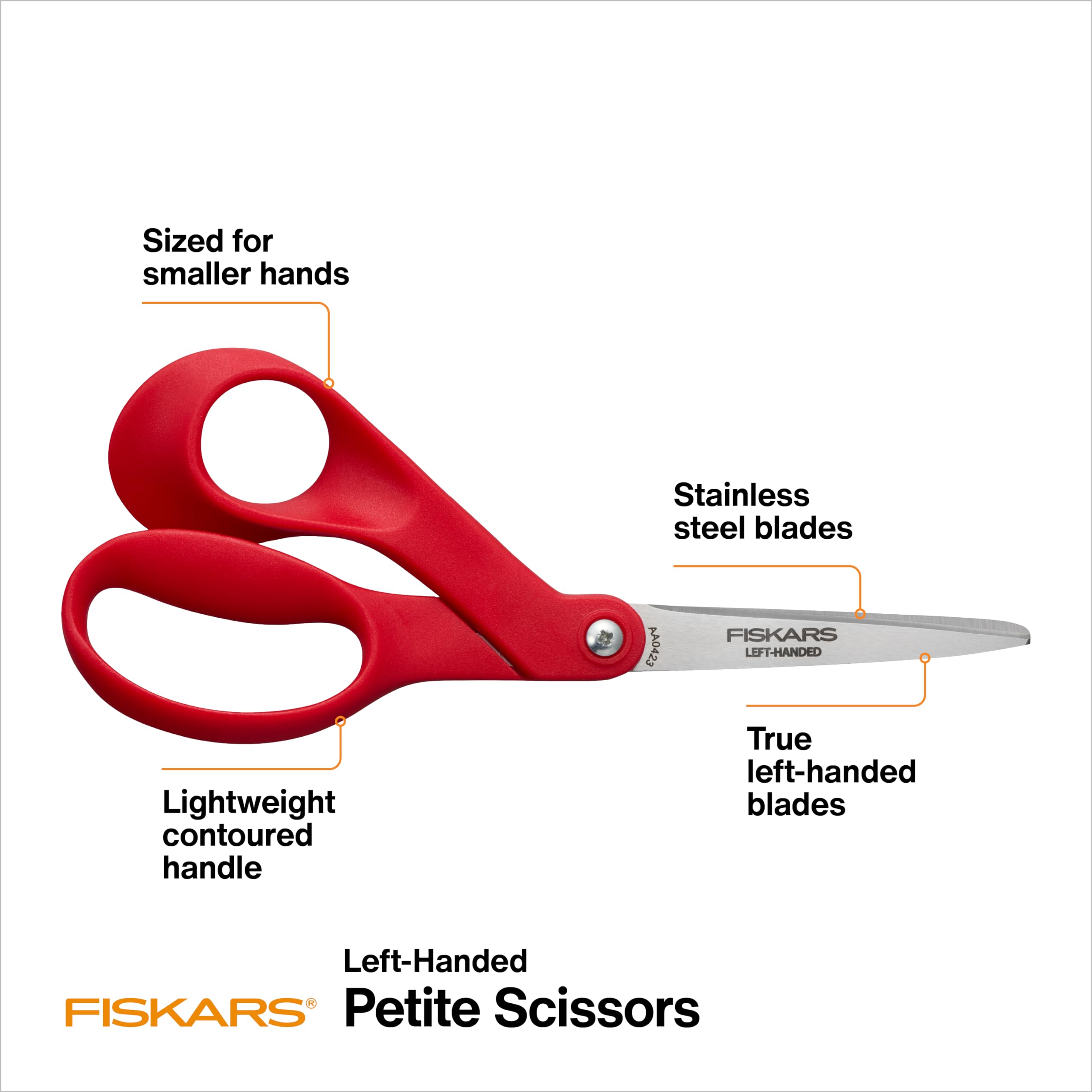 Fiskars 8" Original Orange-Handled Stainless Steel Scissors, Ergonomic and Keeps Material Flat, Sharp All-Purpose Paper and Fabric Scissors for Office, Arts, and Crafts