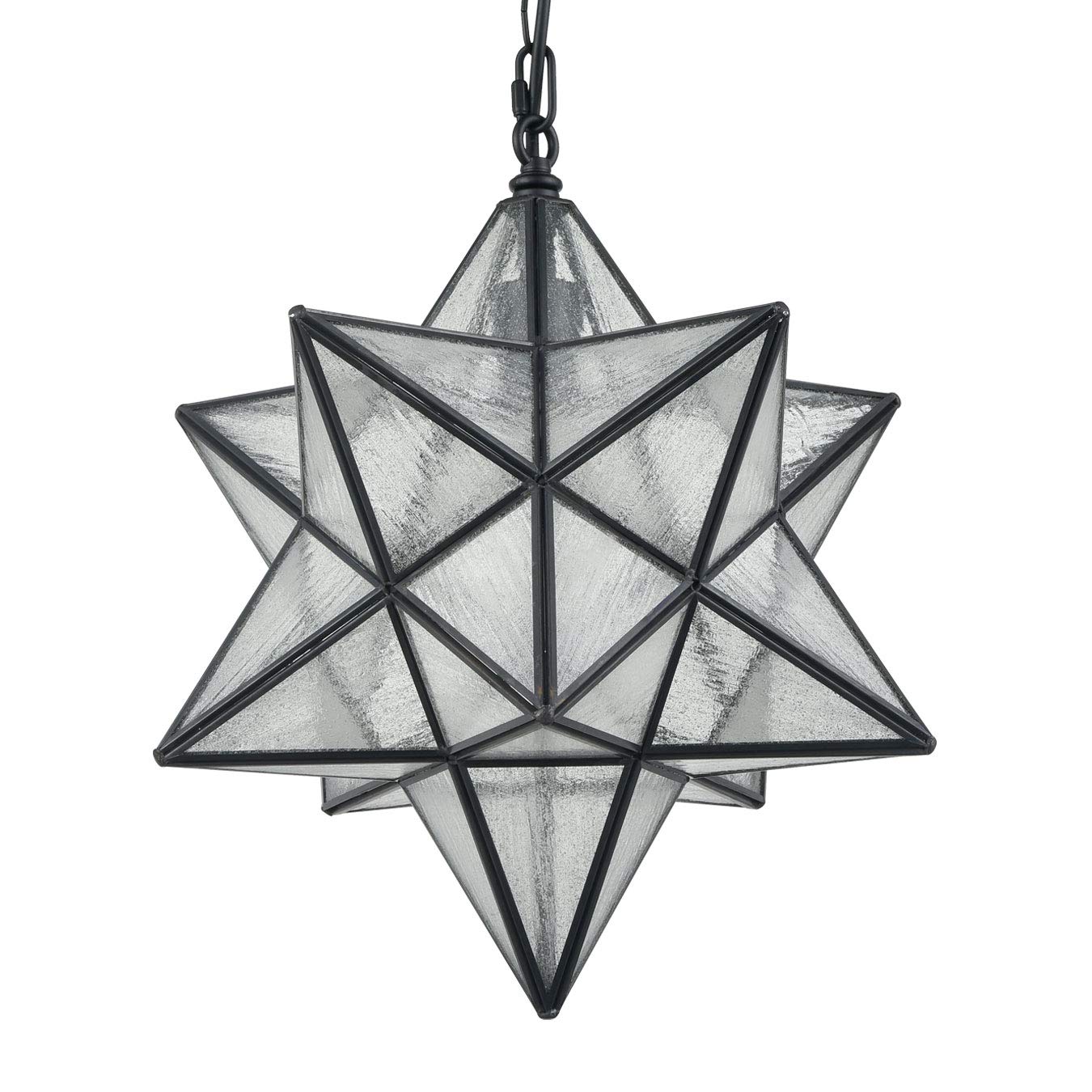 14'' Moravian Star Pendant Light Seeded Glass Star Lights with Adjustable Hanging Chain Light for Kitchen Bedroom Dining-Dimmable