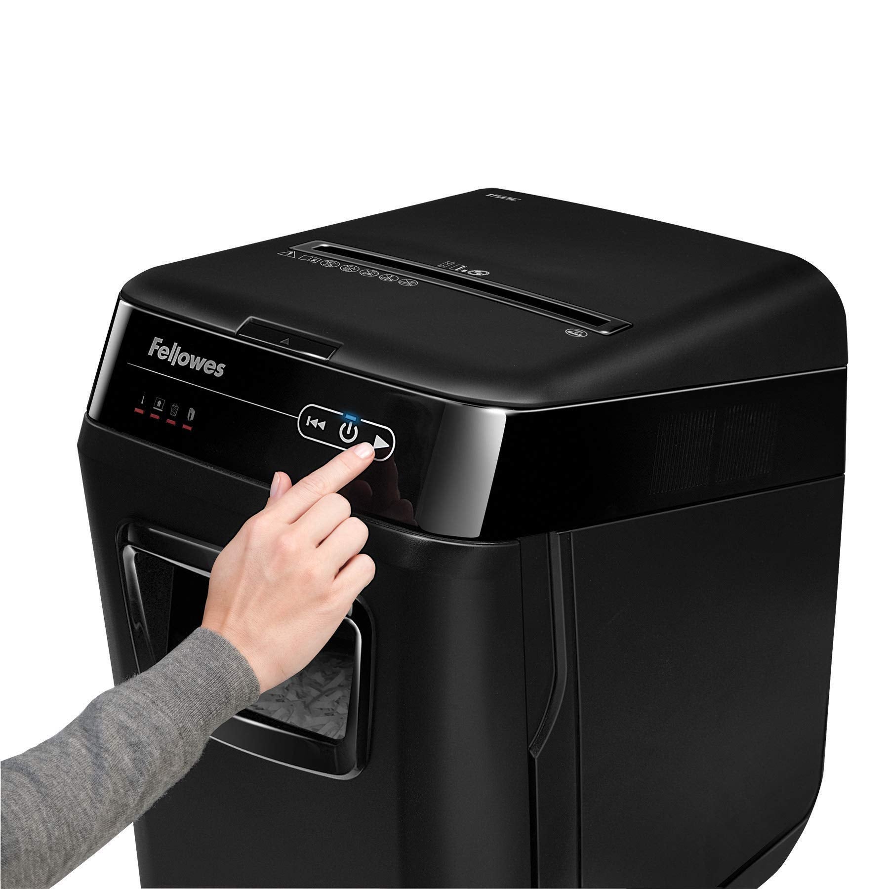 Fellowes AutoMax Micro-Cut 100M Commercial Office Auto Feed 2-in-1 Paper Shredder with 100-Sheet Capacity, Black