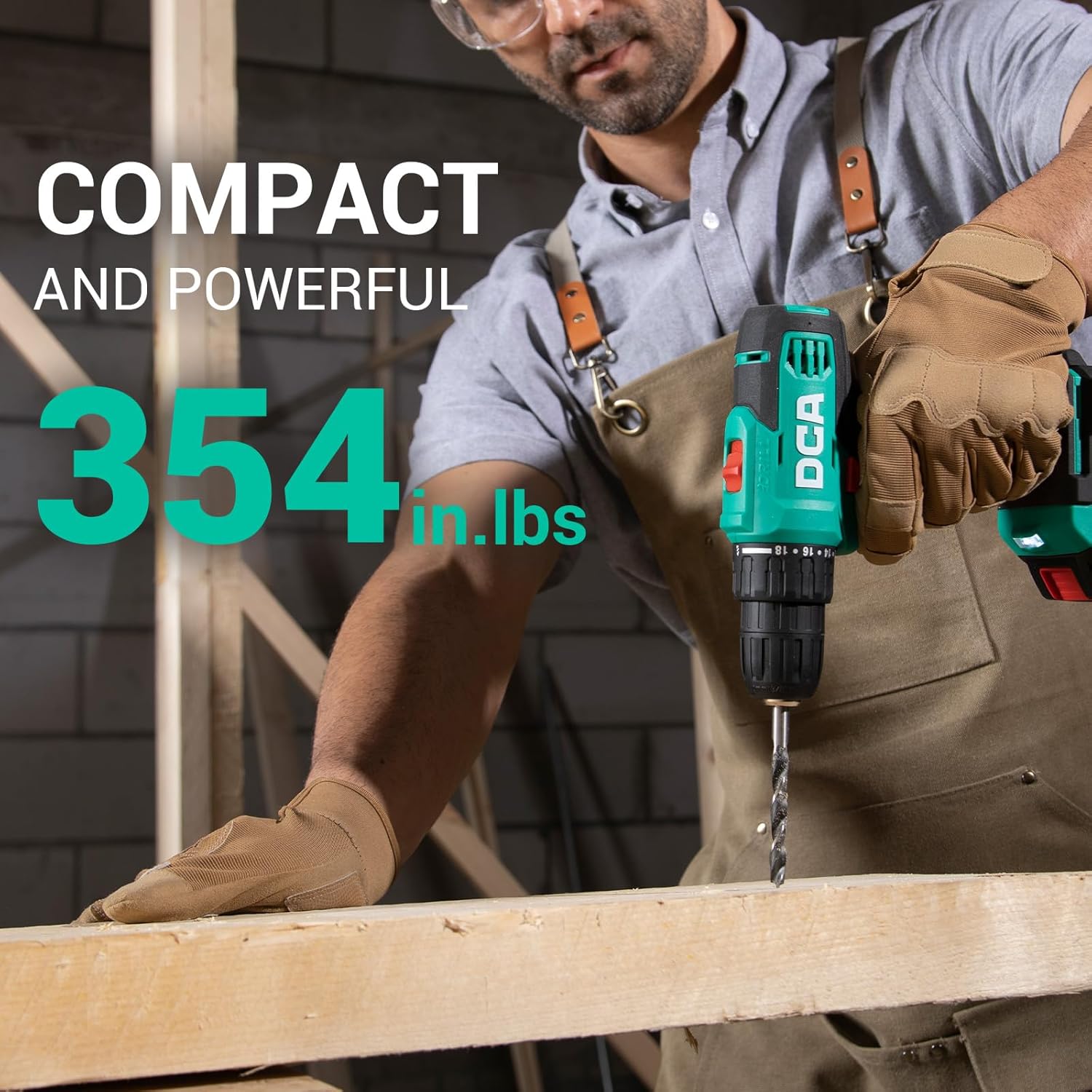 DCA Cordless Drill Set, 354 in-lbs Torque, 3/8" Keyless Chuck, Electric Power Drill with 2.0Ah Battery and Charger,18+1 Position,25-Piece 20V Drill Driver Kit, ADJZ2035