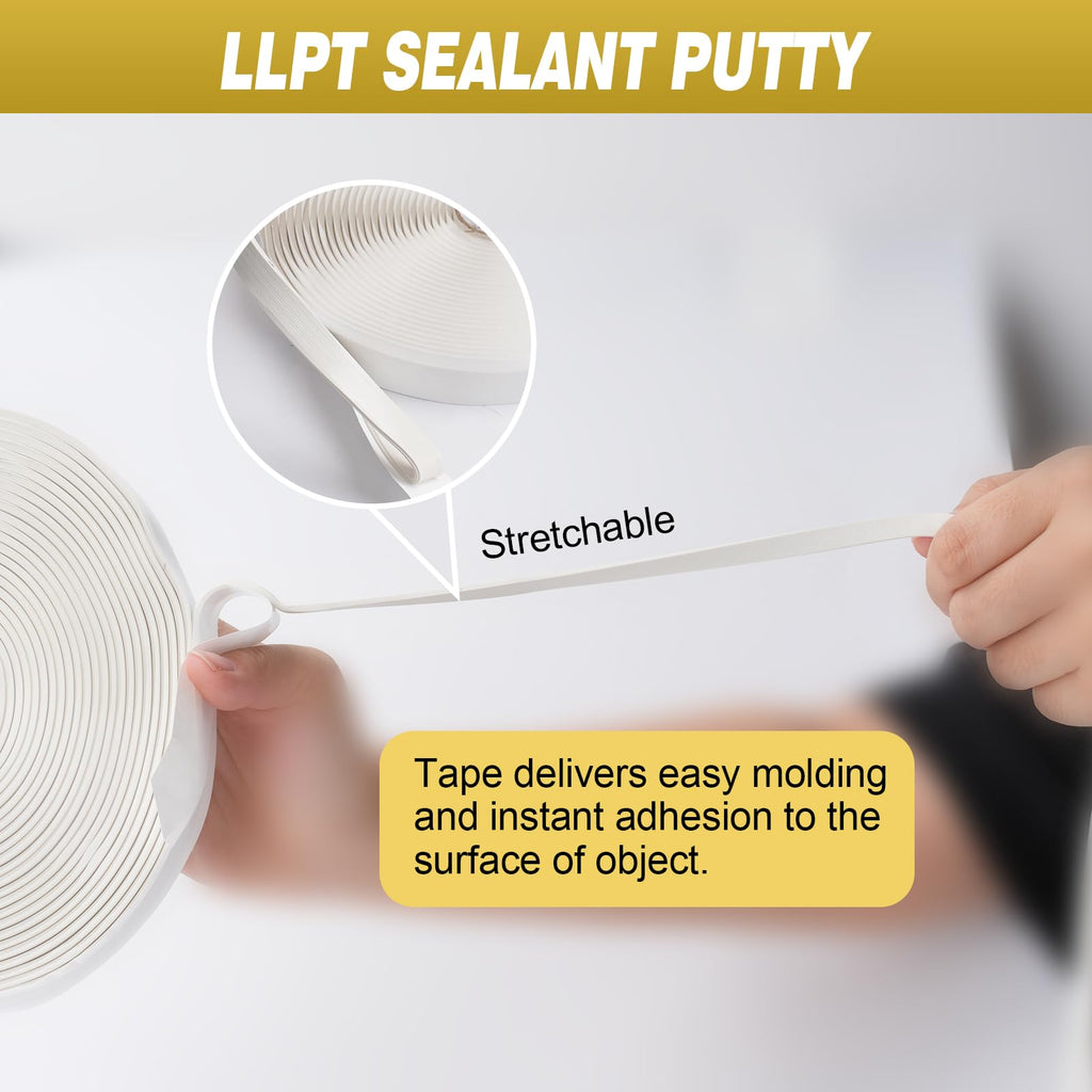 LLPT Butyl Tape Black 1 Inch x 33Ft Tight Seal for Leak Proof EPDM RV Repair Window Glass Boat Sealing Roof Pipe Patching(BST233)