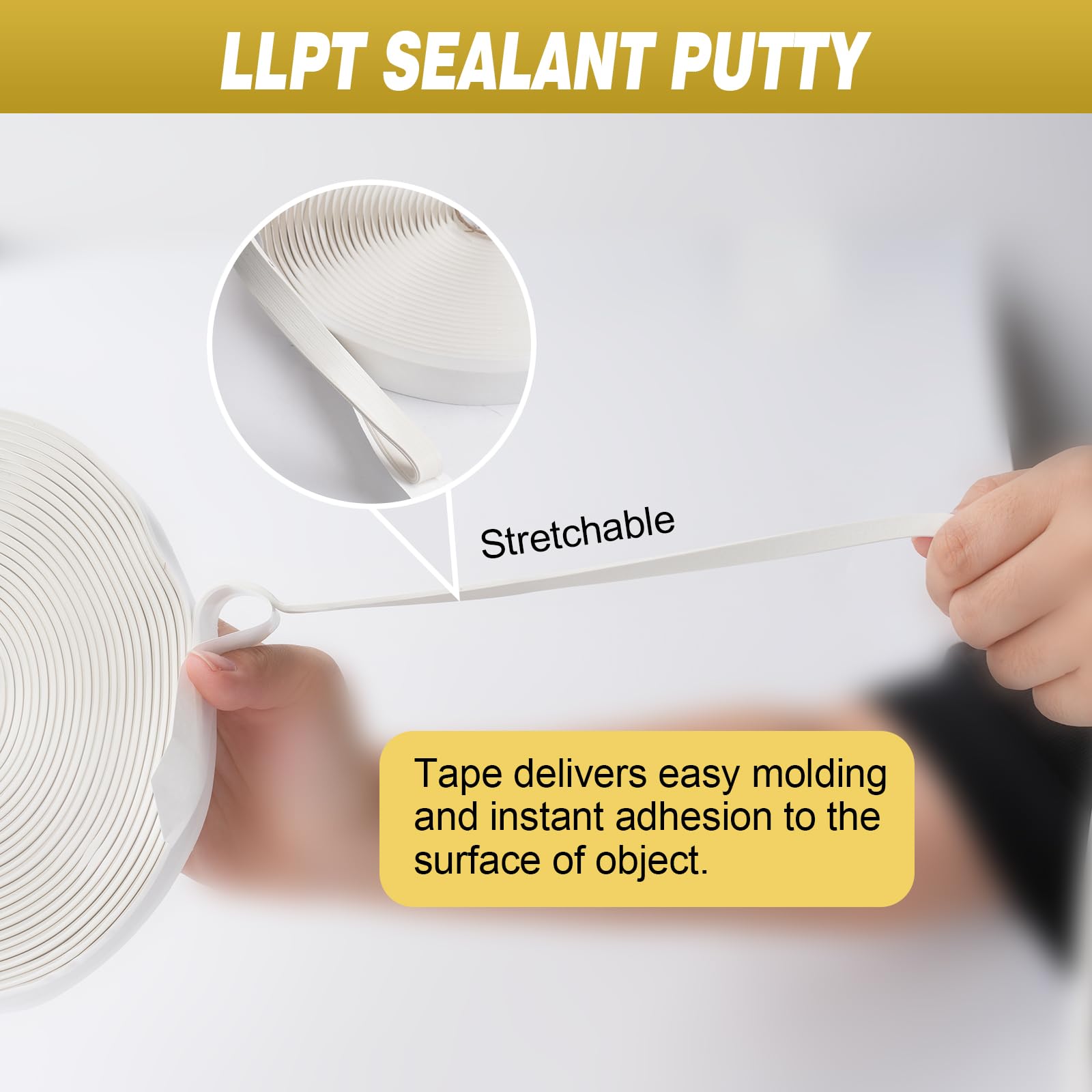 LLPT Butyl Tape Black 1 Inch x 33Ft Tight Seal for Leak Proof EPDM RV Repair Window Glass Boat Sealing Roof Pipe Patching(BST233)