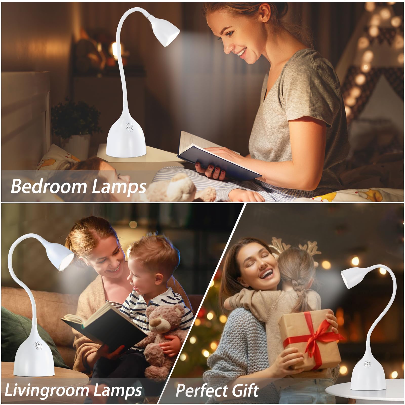 EJIAXIN Gooseneck Desk Lamp 360° LED Flexible Reading Light Small Desk Lamps for Small Spaces Home Office Bedroom College Dorm Desk Bookshelf Nightstand Table Lamp (Purple)