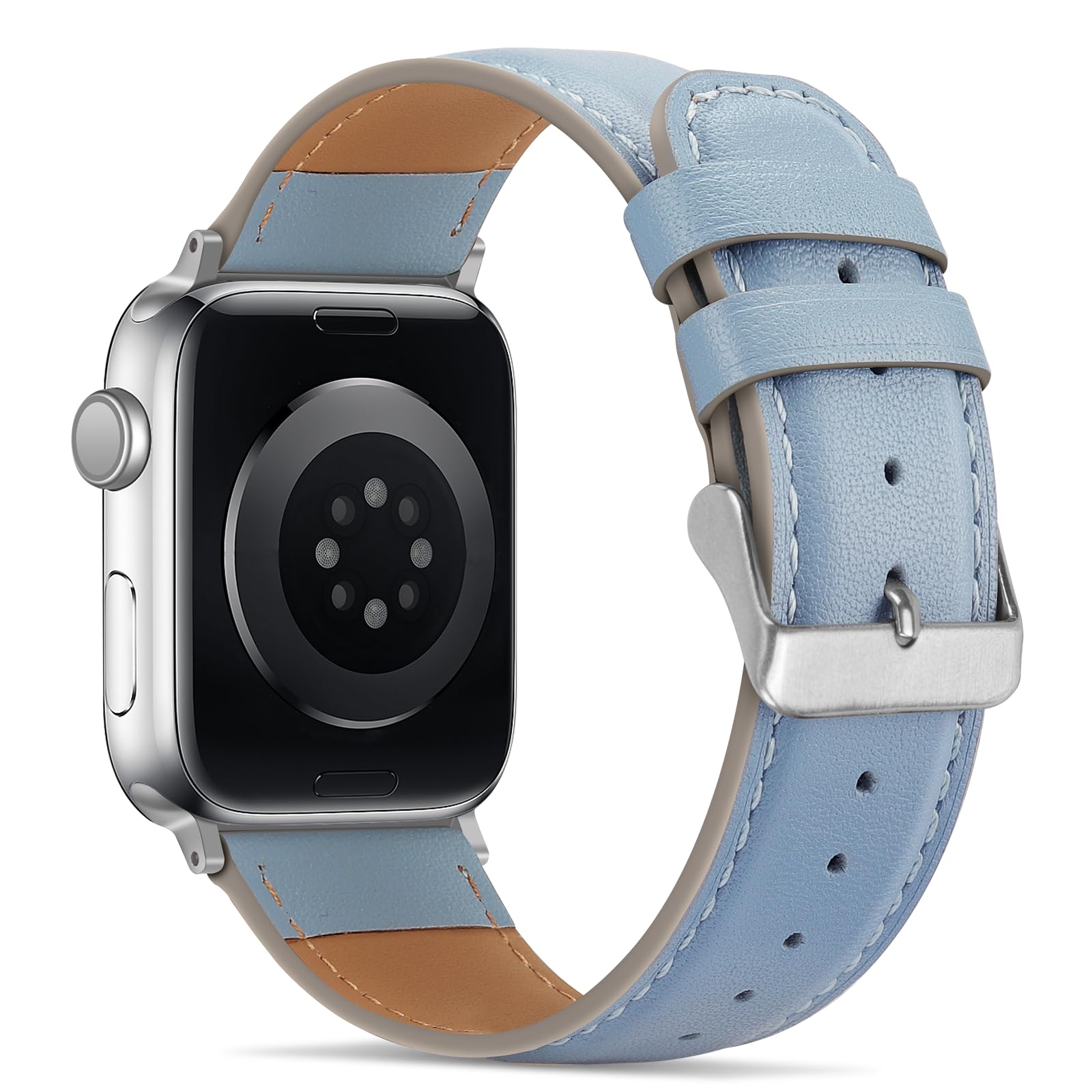Tasikar Bands Compatible with Apple Watch Band 42mm (Series11/10) 41mm 40mm 38mm Men Genuine Leather Replacement Bands Compatible with Apple Watch SE Series 11 10 9 8 7 6 5 4 3, Black
