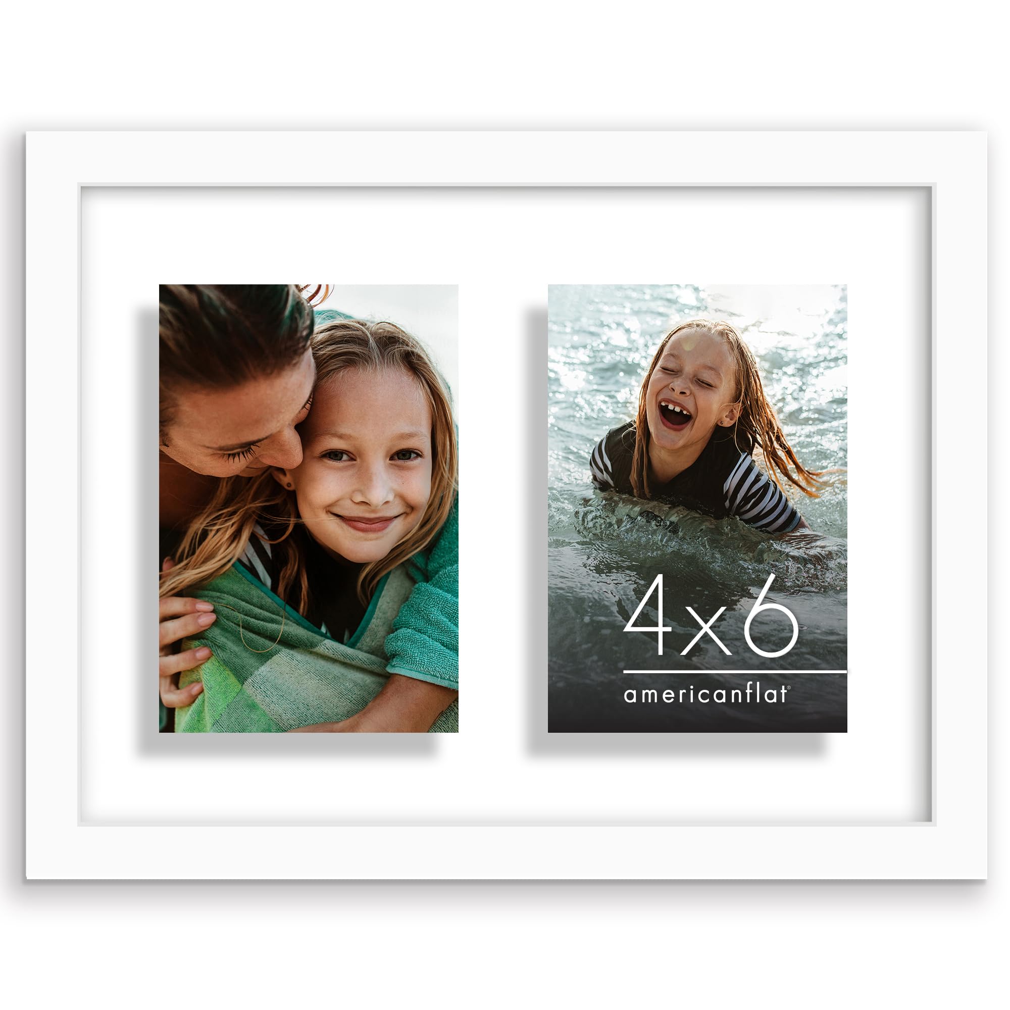 Americanflat 4x6 Double Picture Frame with Shatter-Resistant Glass - Fits Two 4x6 Photos or use as One 6x14 Frame - Signature Collection - Collage Frames for Tabletop and Wall Display - Black