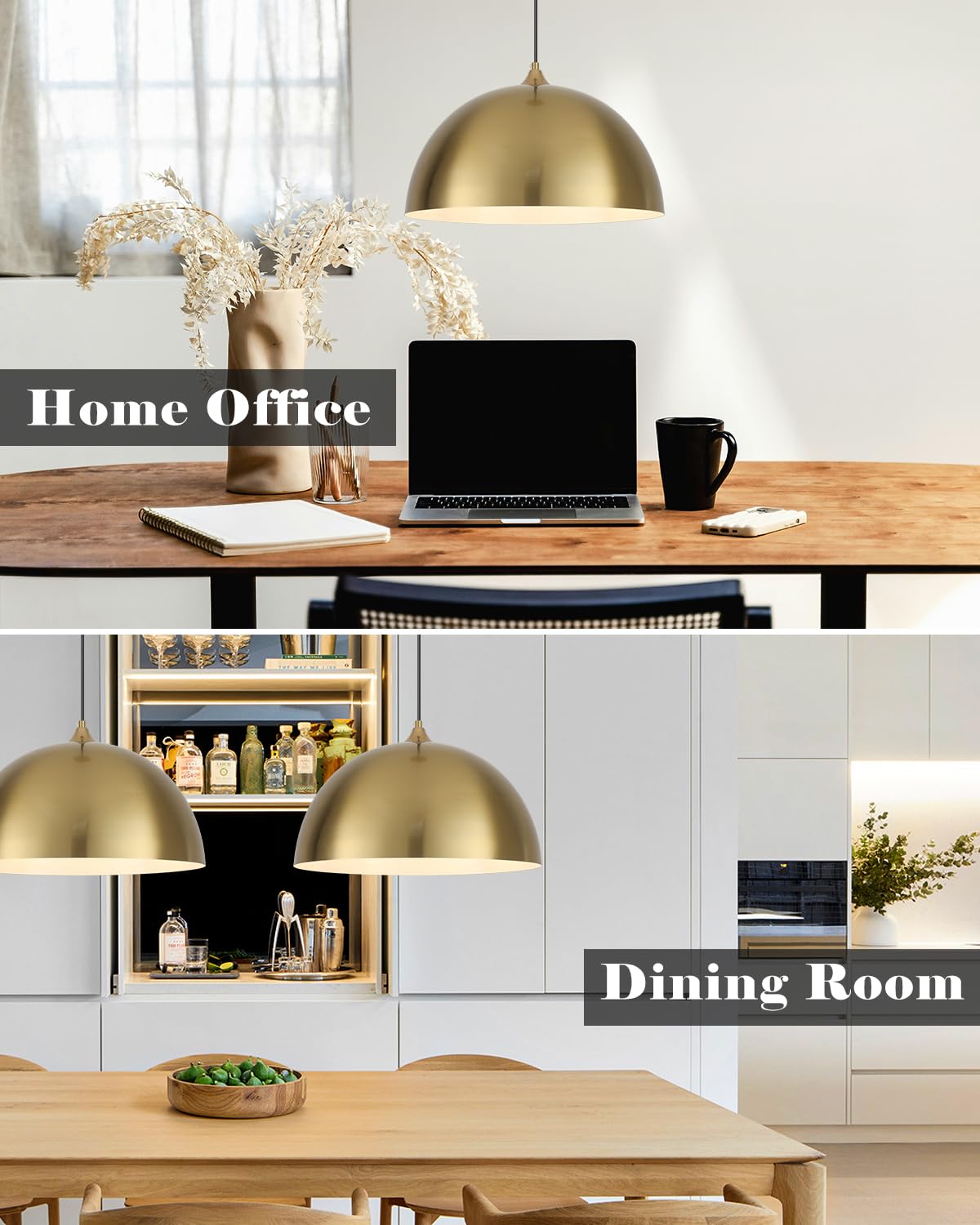 White Pendant Lights, 11.8 inch Pendant Lights Kitchen Island, Farmhouse Pendant Light Fixtures (White Inside), Industrial Pendant Lighting for Dining Room, Bedroom, Hallway (1 Pack)