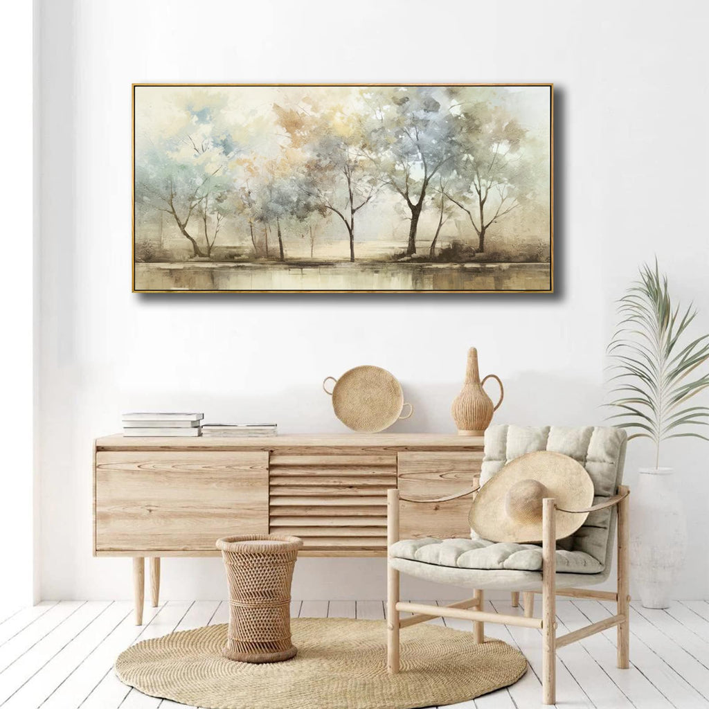 VHMING Abstract Wall Art Artwork Retro Trees Pictures Decor Canvas Painting Framed Ready to Hang Living Room Bedroom and Office Wall Decor 20x40 Inch