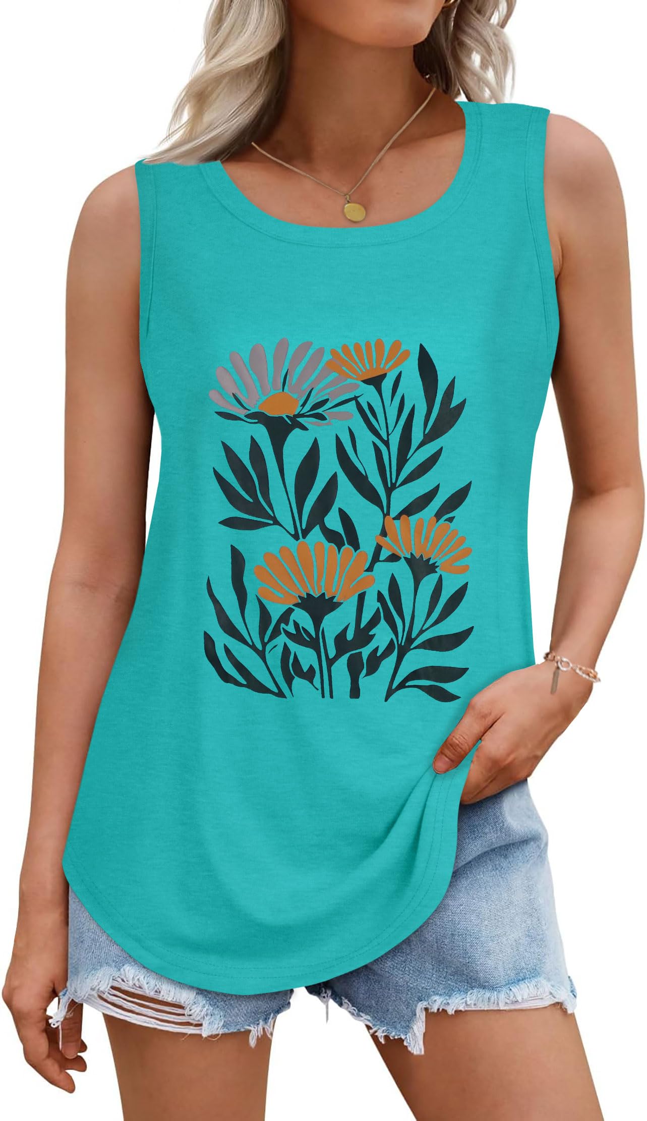 rosemia Tank Tops for Women Summer Sleeveless Casual Loose Fit Tunic Tops 2026