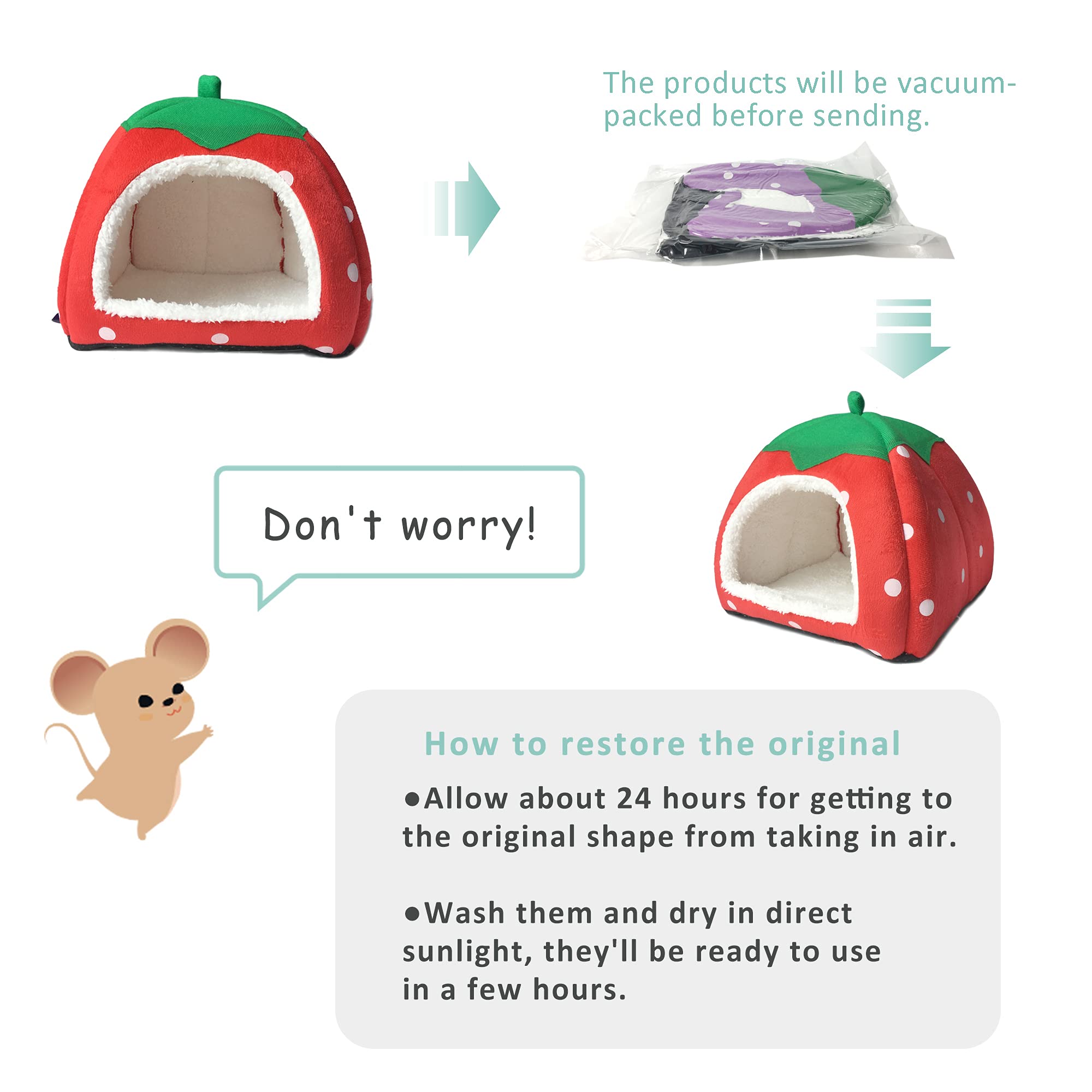 Guinea Pig Hideout Bed Dwarf Rabbit House Cave Accessories Cozy Hide-Out for Little Bunny Hedgehog Ferret Chinchilla&Other Small Animals