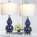 Rinweey Double Gourd Ceramic Table Lamps Set of 2, Modern Blue Bedside Lamps for Night Stand, Contemporary Nightstand Lamps for Bedroom Living Room (Bulb Included)