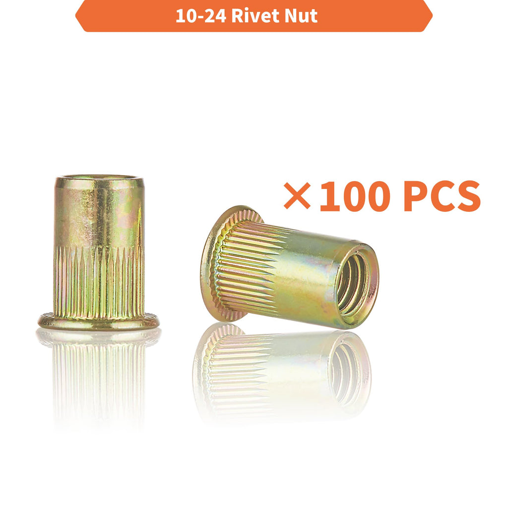 Rivet Nut Installation Tool Set Flat Head Rivnut Threaded Insert Nut Kit SAE & Metric for Metal Heavy Duty Zinc Plated Nutsert (1/4-20(Rivet Nut Tool-25pcs))