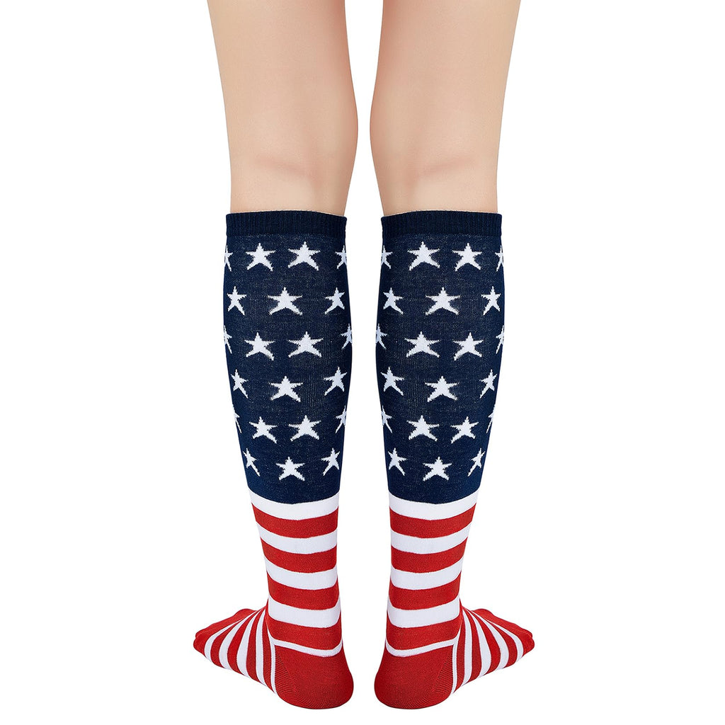 Century Star Knee High Striped Socks for Women - Long Thin Tube Sports Thigh High Socks Tall Stockings