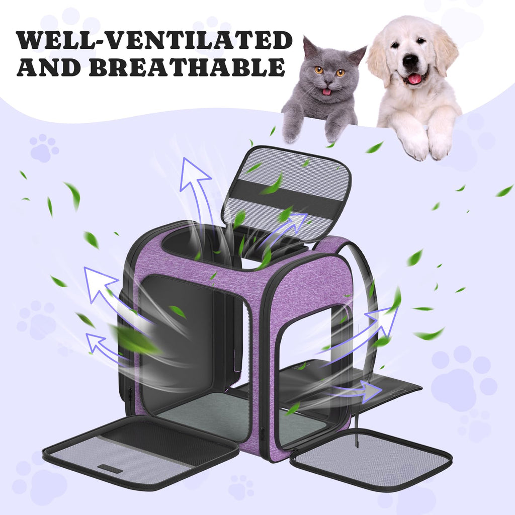 Cat Carrier Backpack with Detachable Play Tunnel, 2 in 1 Cat Tunnel Backpack Suitable for Carrying & Playing, Expandable Pet Carrier for Small Medium Kitten Puppy, Suitable for Travel Hiking Camping