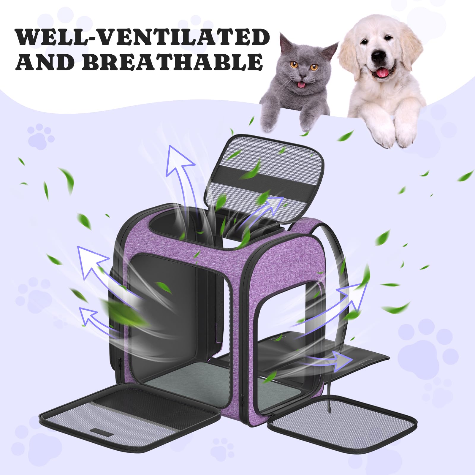 Cat Carrier Backpack with Detachable Play Tunnel, 2 in 1 Cat Tunnel Backpack Suitable for Carrying & Playing, Expandable Pet Carrier for Small Medium Kitten Puppy, Suitable for Travel Hiking Camping