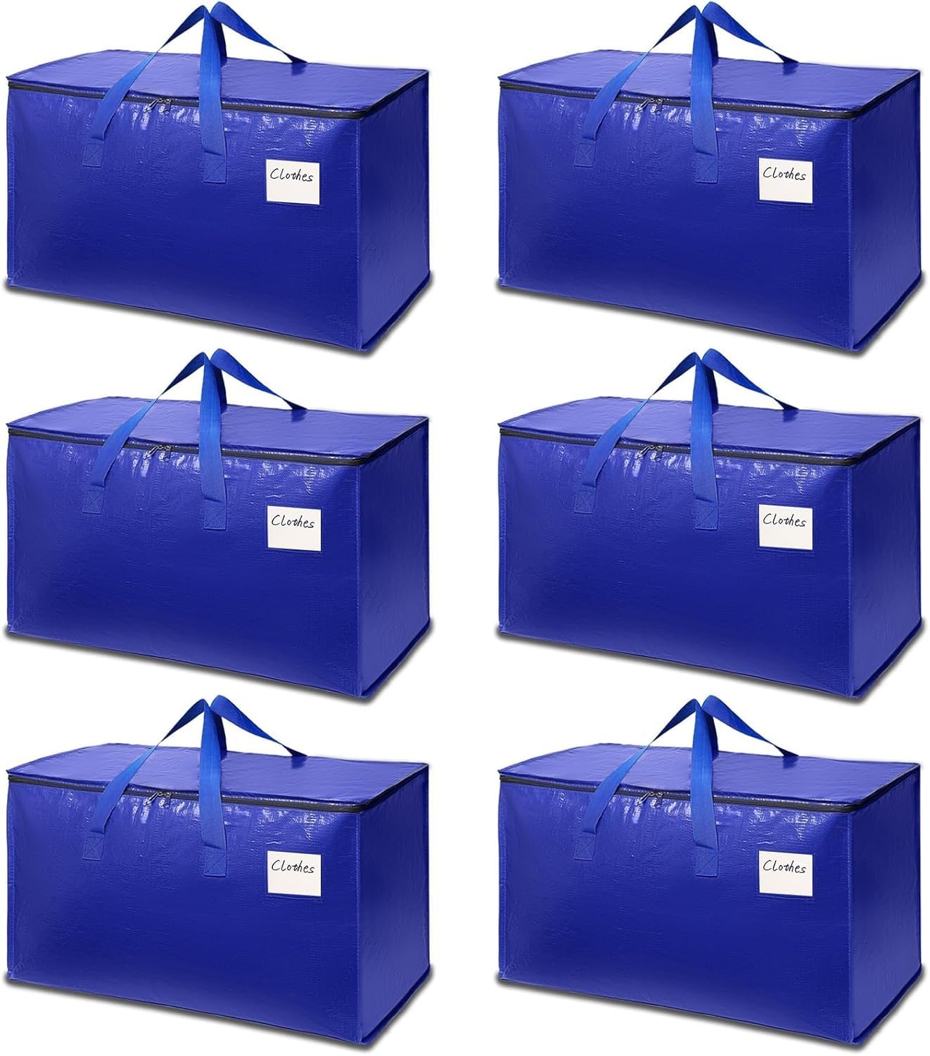 2-Pack Extra-Large Heavy-Duty Storage Totes with Reinforced Handles, Durable Zippers & Waterproof Material — Perfect for Space-Saving, Moving, Shipping and Travel (Black)