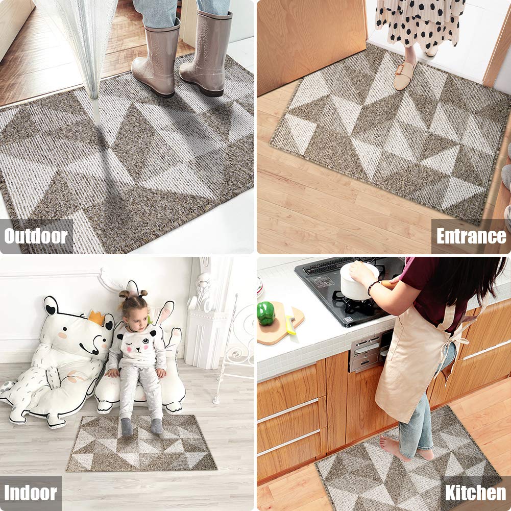 Indoor Doormat 24"x 36", Absorbent Front Back Door Mat Floor Mats, Rubber Backing Non Slip Door Mats Inside Mud Dirt Trapper Entrance Door Rug Carpet, Machine Washable Low Profile-Brown Time Cloister