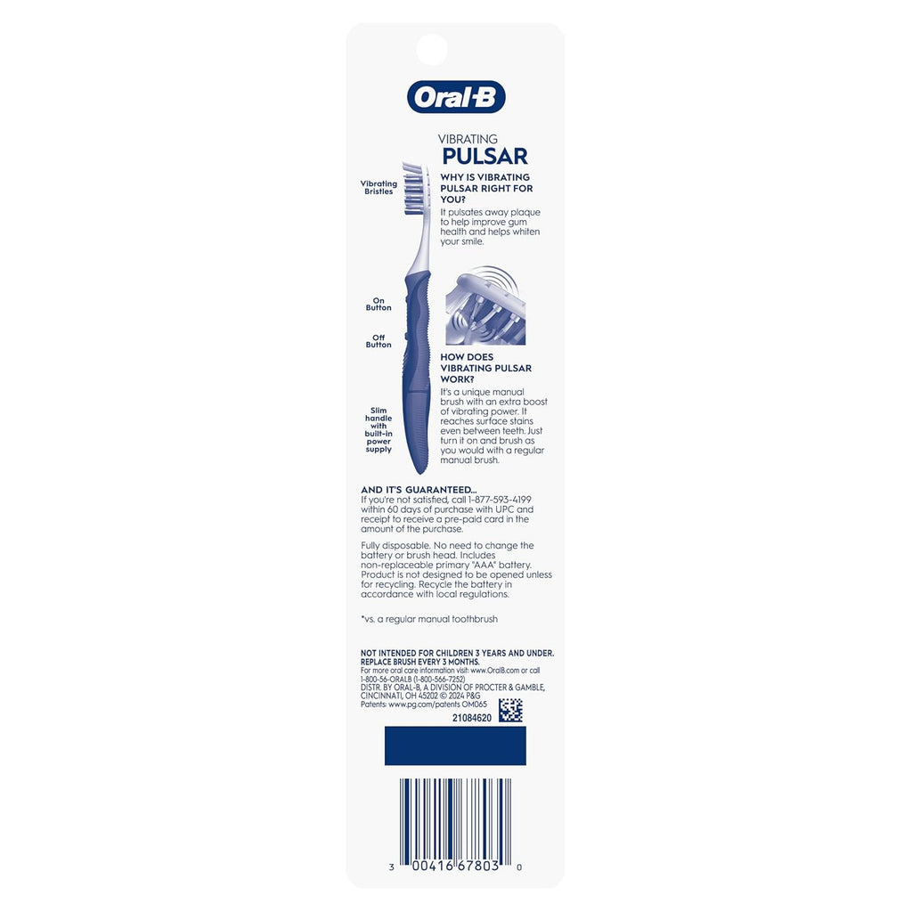 Oral-B Pro-Health Pulsar Battery Toothbrush, 2-Pack, Soft Bristles Brushes for Adults