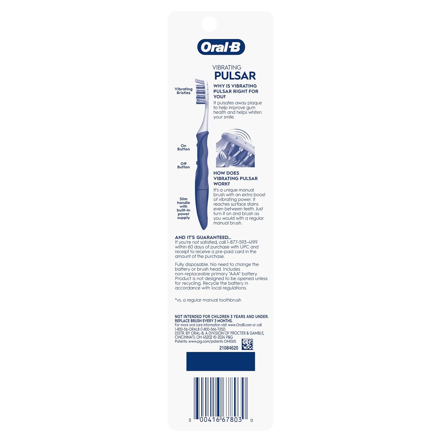 Oral-B Pro-Health Pulsar Battery Toothbrush, 2-Pack, Soft Bristles Brushes for Adults