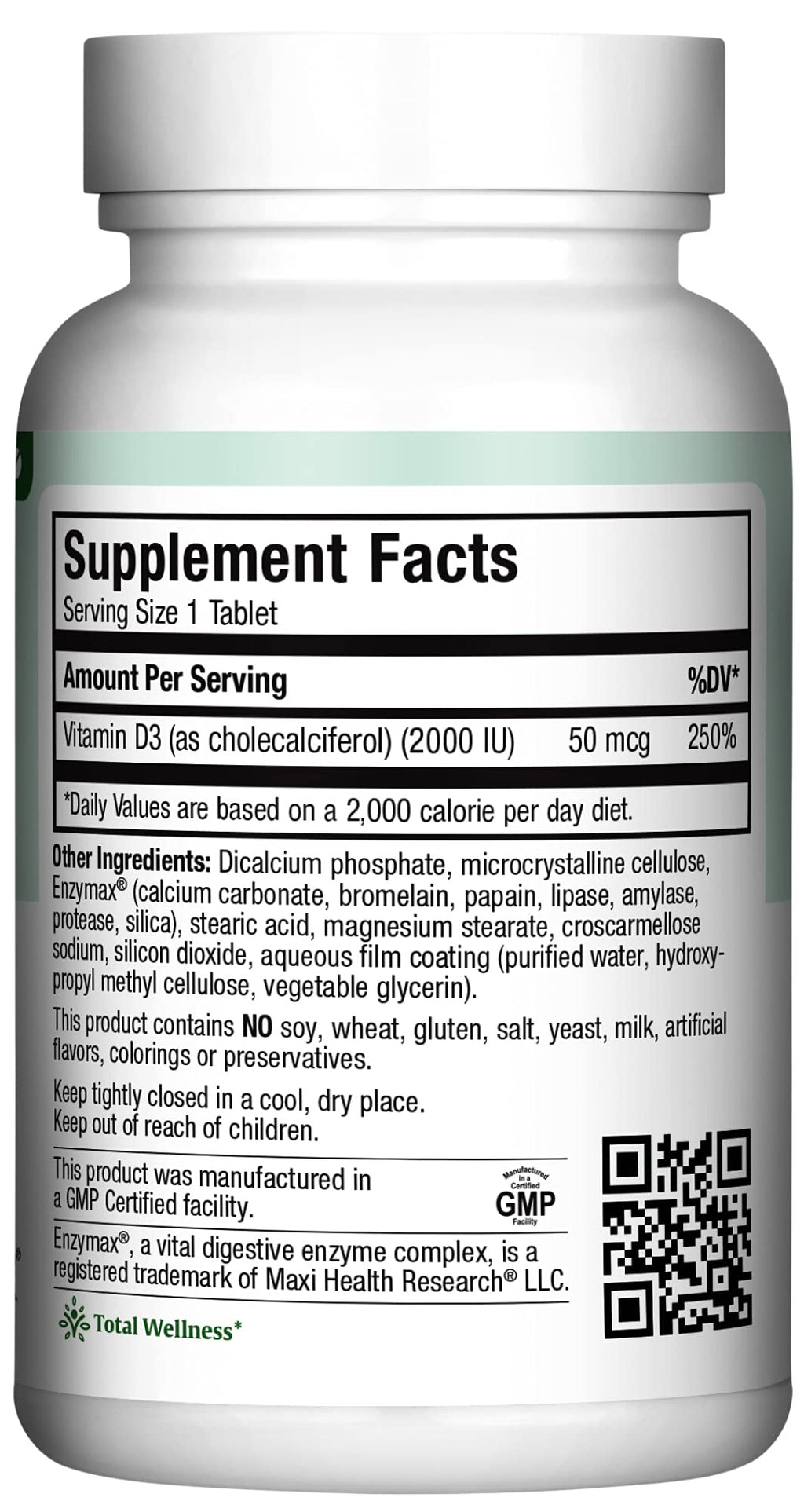 Maxi Health Vitamin D3 2000IU Tablets – Immune Support, Bone Health, and Muscle Function – Vitamin D 2000 IU Supplement for Adults – Kosher, Easy-to-Swallow, 90 Tablets