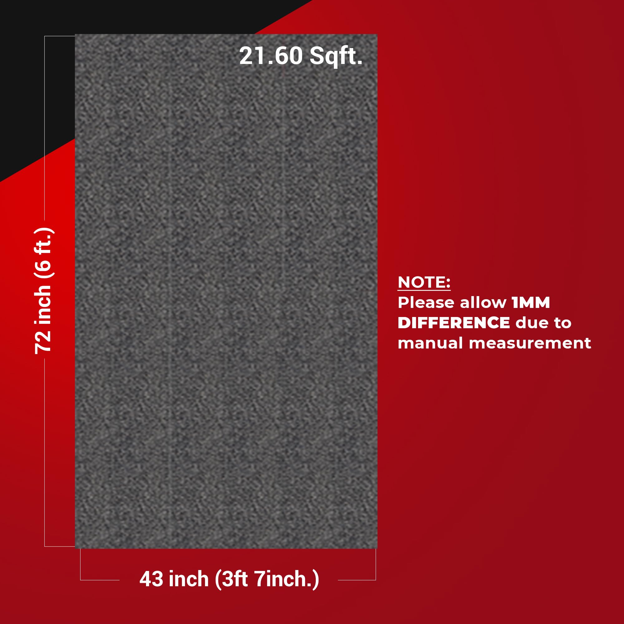Bbox Charcoal Carpet Non-Woven Fabric | Length: 72 inch (6 ft.), Width: 43 inch (3ft 7in) | for Speaker Sub Box Carpet Home, Auto, RV, Boat, Marine, Truck & Car Trunk Liner