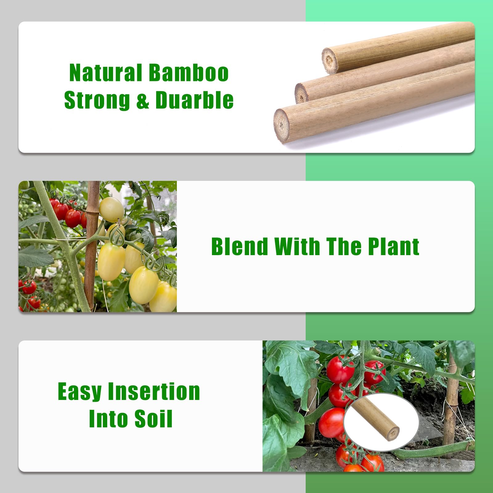 Plant Bamboo Post,3Feet,Bamboo Garden Stakes,50PcsBamboo Stakes,for Tomato,Beans,Vegetable and Flowers, Potted Plants,Indoor and Outdoor Climbing Plants