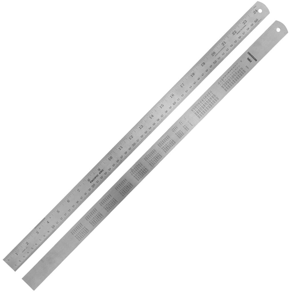 2 Pack Pacific Arc 12 Inch Stainless Steel Ruler with Inch/Metric Conversion Table