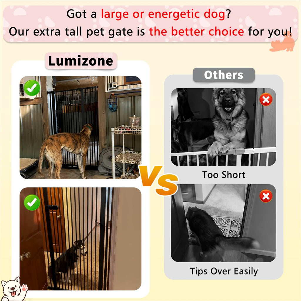 Lumizone Extra Tall Cat Gate Extension Kit 55.12" High 4.13" Wide Black | Tall Pet Gate Dog Gate for Doorway Hallway Stairs Pressure Mounted Extra Wide 1.37" Gap No Drilling