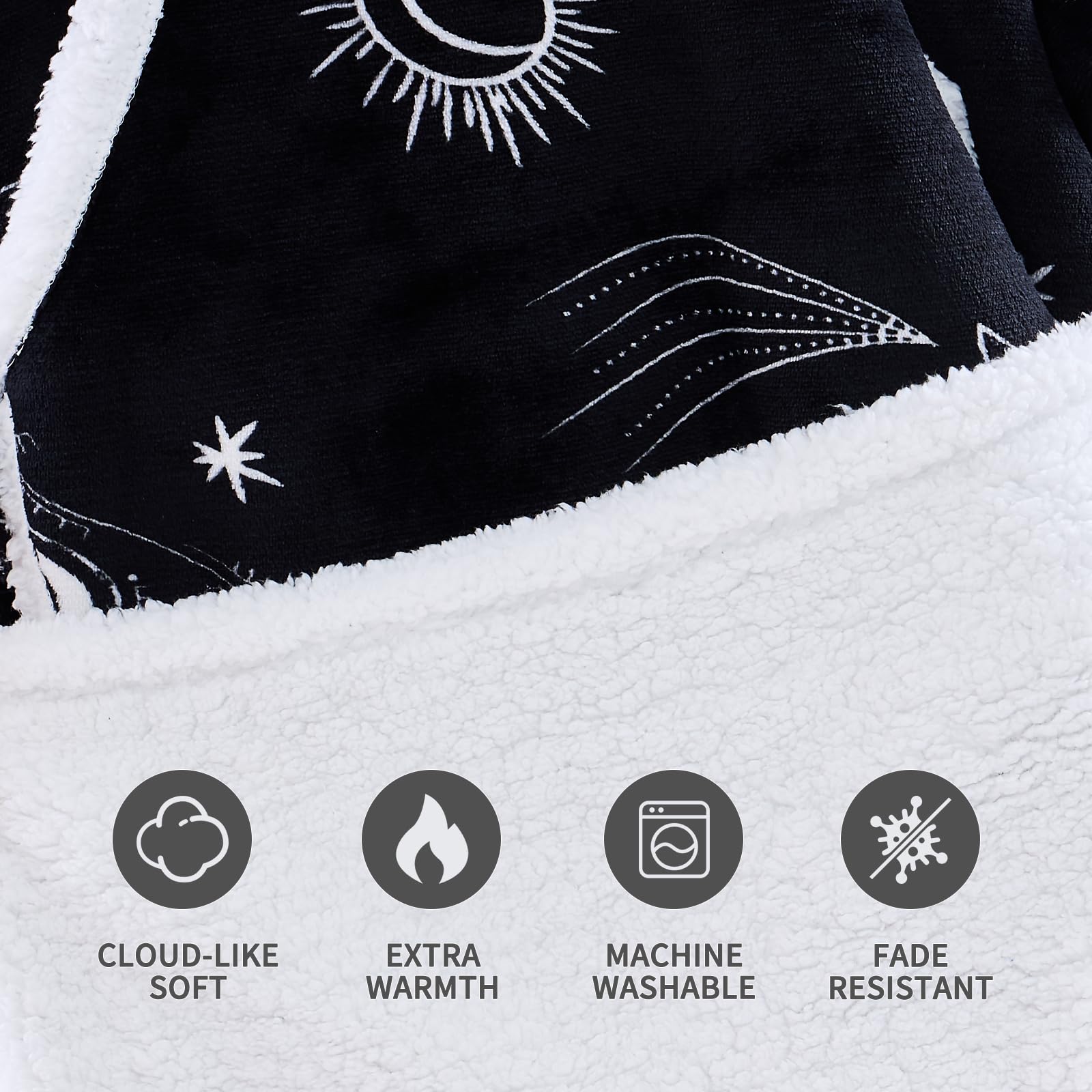 IFNOW Wearable Blanket Hoodie, Oversized Sherpa Fleece Hooded Sweatshirt with Eye Mask, Cozy and Giant Blanket Hoodie with Sleeves Extra Long for Adults Men Women, Black