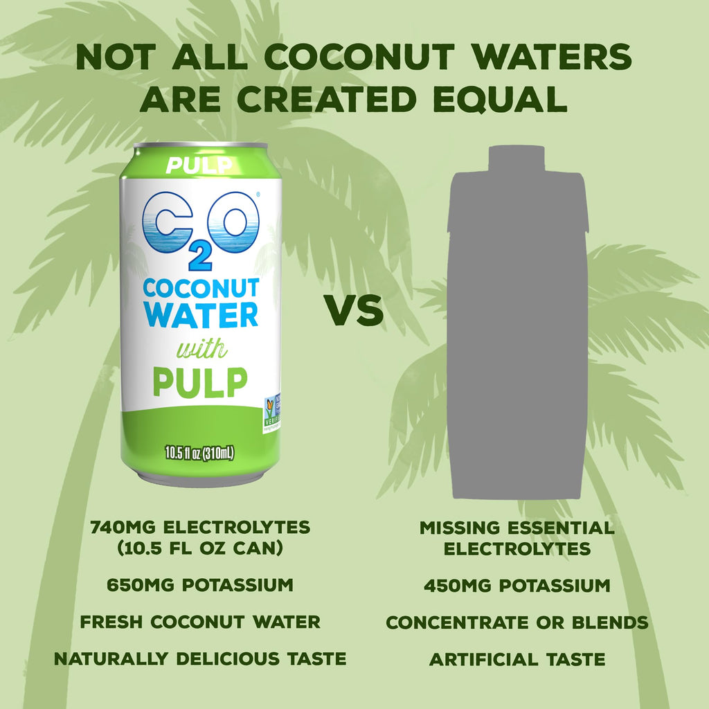 C2O - Coconut Water with Ginger, Lime, & Turmeric (12 Pack) - Made with Fresh Coconut Water - Plant Based - Non GMO - Canned Water - Natural Hydration, Electrolytes, & Potassium - 12 Cans, 17.5 FL OZ