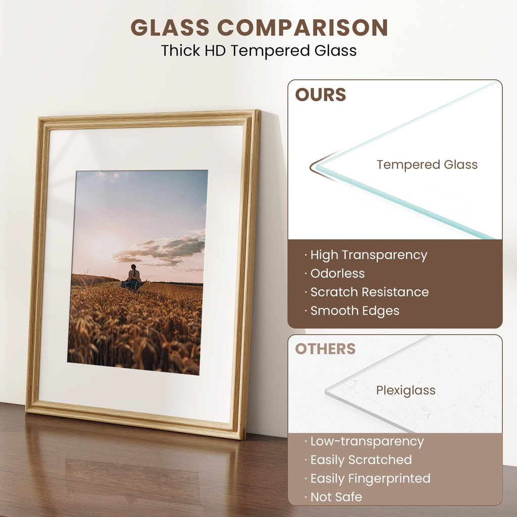 Fun Memories 5x7 Picture Frame with Mat for 4x6 Photo, Solid Elm Wood & Tempered Glass, Rustic Wall & Tabletop Display Frame, Grey, 1 Pack
