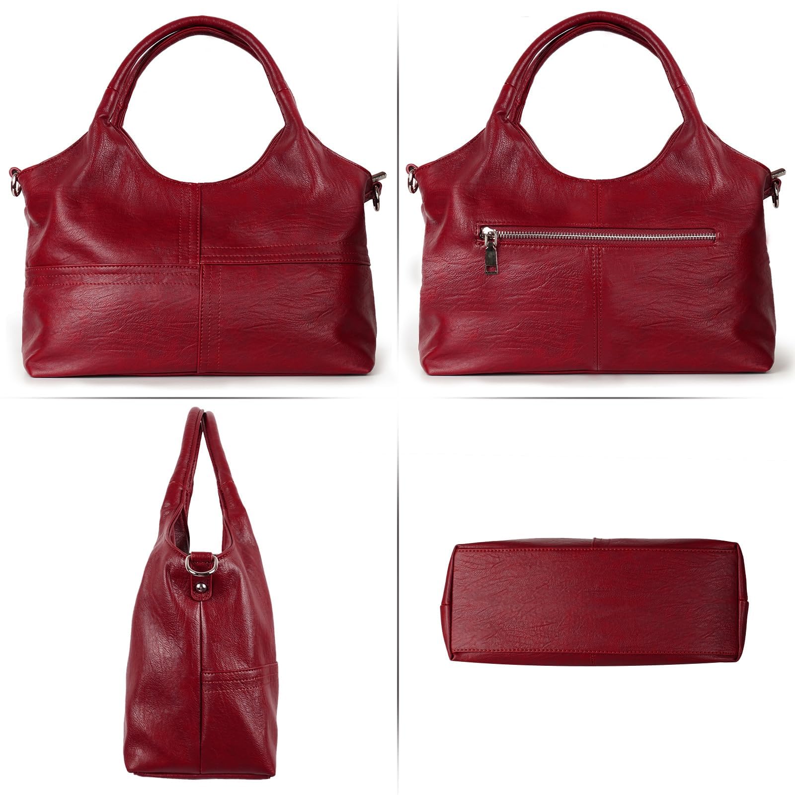 KOGTLA Medium Vegan Leather Purses for Women with Detachable Satchel Strap, Ladies Handbags, Tote Hobo Bags with Two-Handle