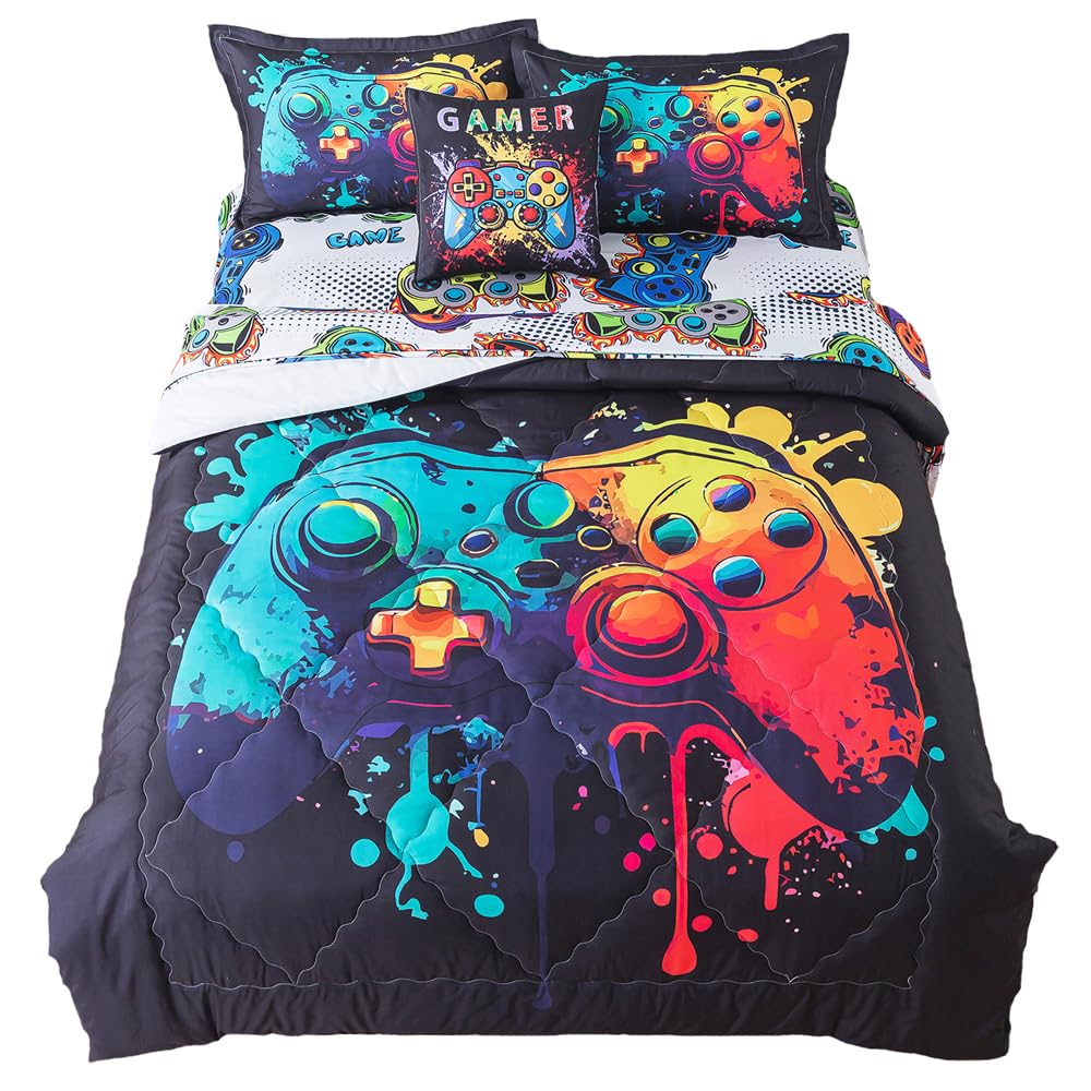 ADASMILE A & S 6 Pieces Basketball Comforter Set Twin Black Basketball Bedding for Boys Kids Teens Sport Bed in A Bag Comforter with Balls Sheets All Season Sports Themed Bed Set for Home Decor