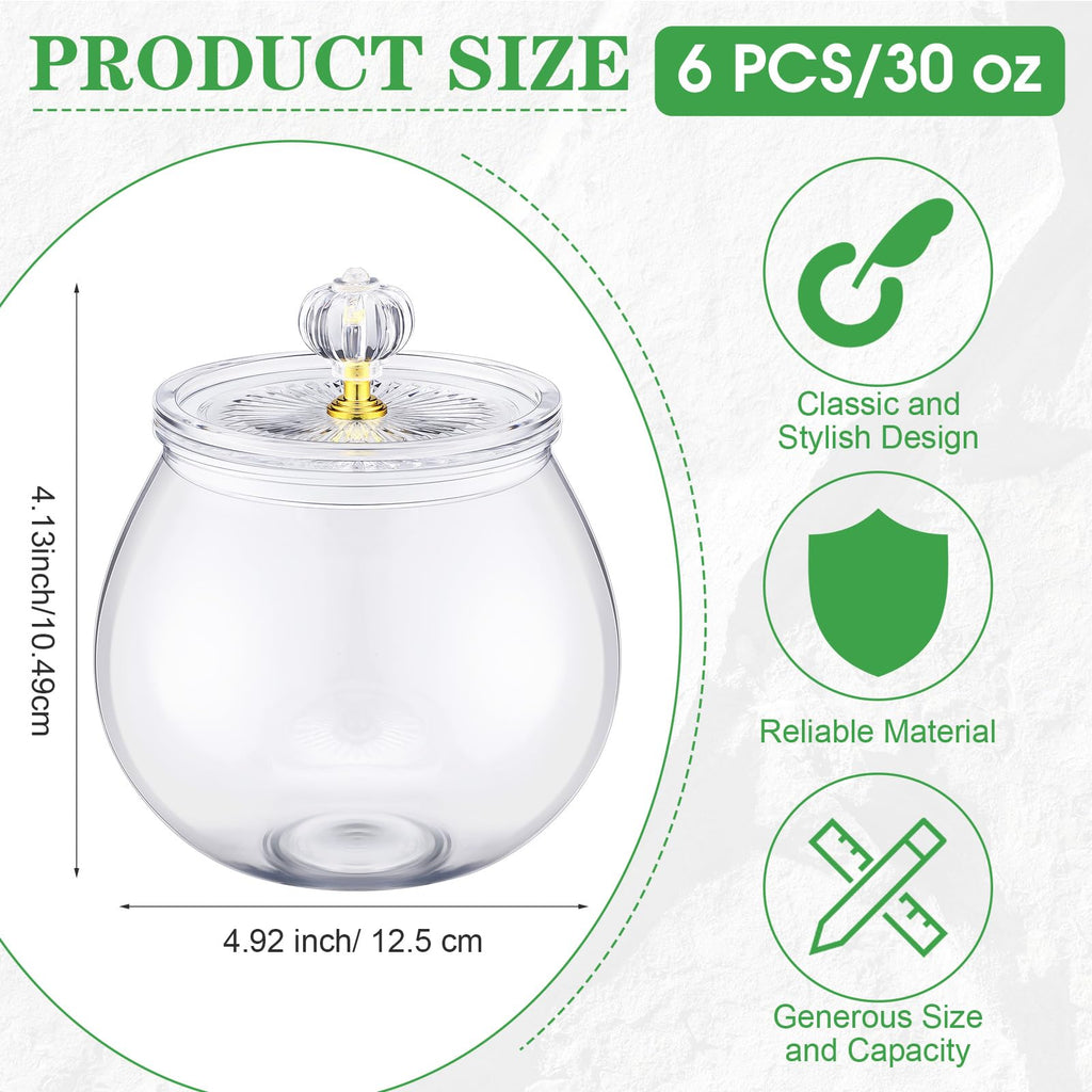 Nuogo 6 Pcs Plastic Candy and Cookie Jar with Lids Decorative Apothecary Jars Candy Buffet Containers Clear Airtight Food Storage Canister Home Decoration(42 oz,Classic)