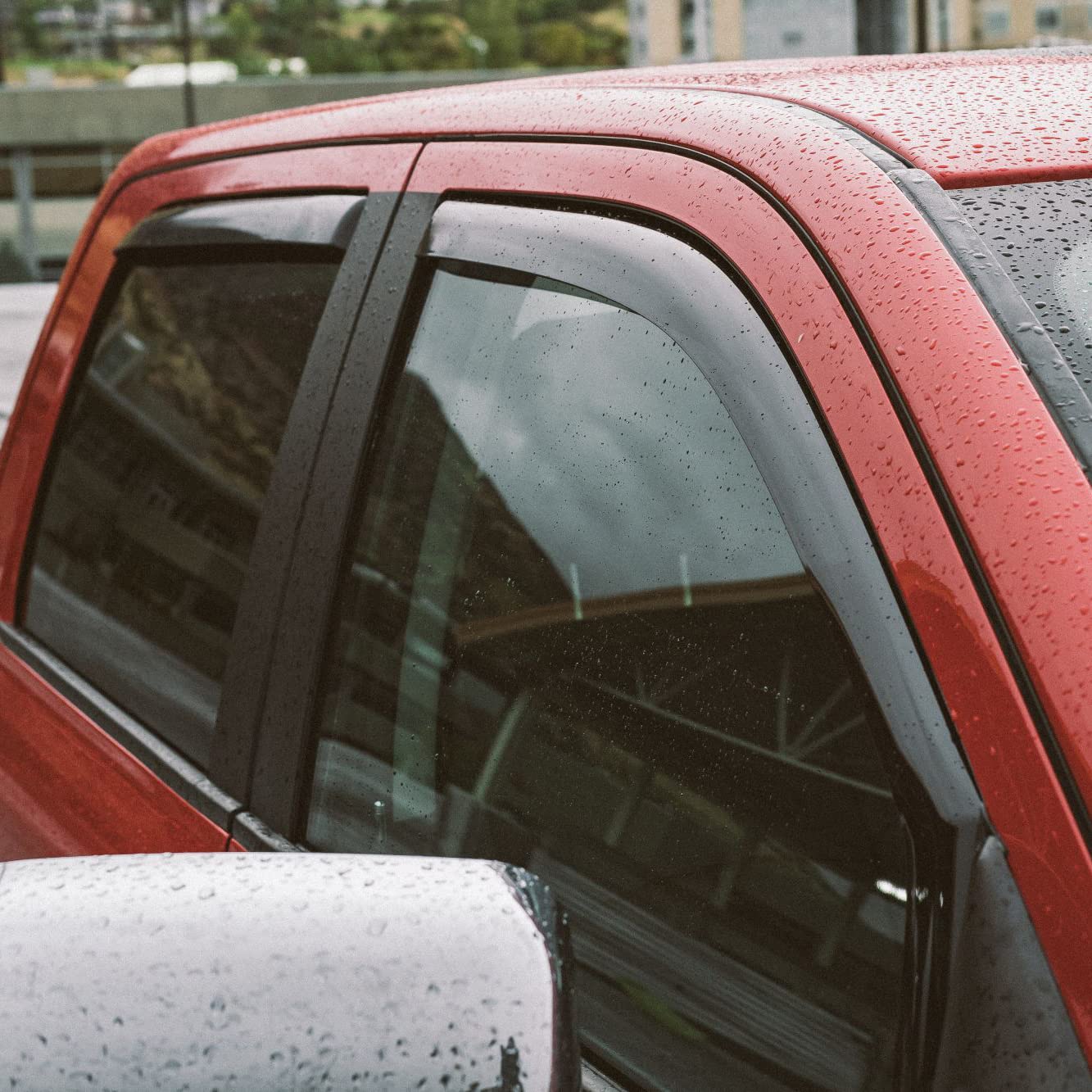 Voron Glass in-Channel Extra Durable Rain Guards for Trucks Chevrolet (Chevy) Silverado/GMC Sierra 2014-2018 Crew Cab, Window Deflectors, Vent Window Visors, 4 Pieces - 220009