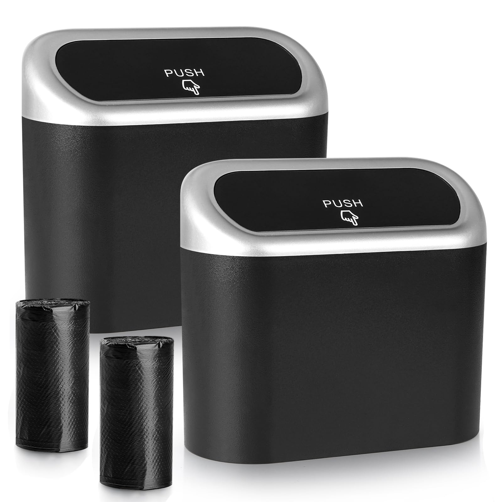 Accmor Car Trash Can with Lid, Mini Auto Dustbin Garbage Organizer with 30 Pcs Plastic Trash Bag, Automotive Garbage Container Bin for Vehicle, Home, Office