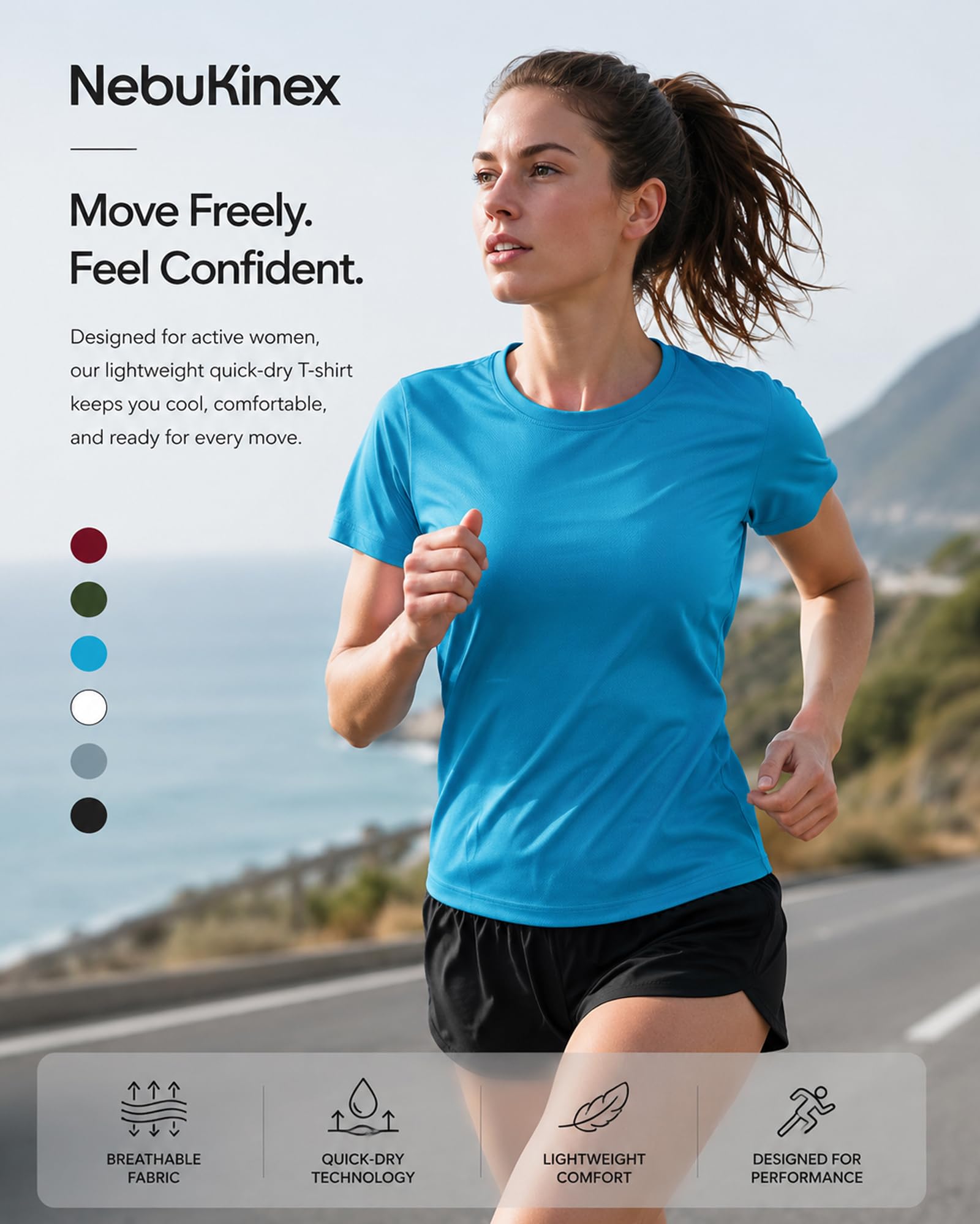 6 Pack Workout Tops for Women Short Sleeve UPF Sun Protection Athletic T Shirts Quick Dry Tennis Yoga Running Crew Neck Tee
