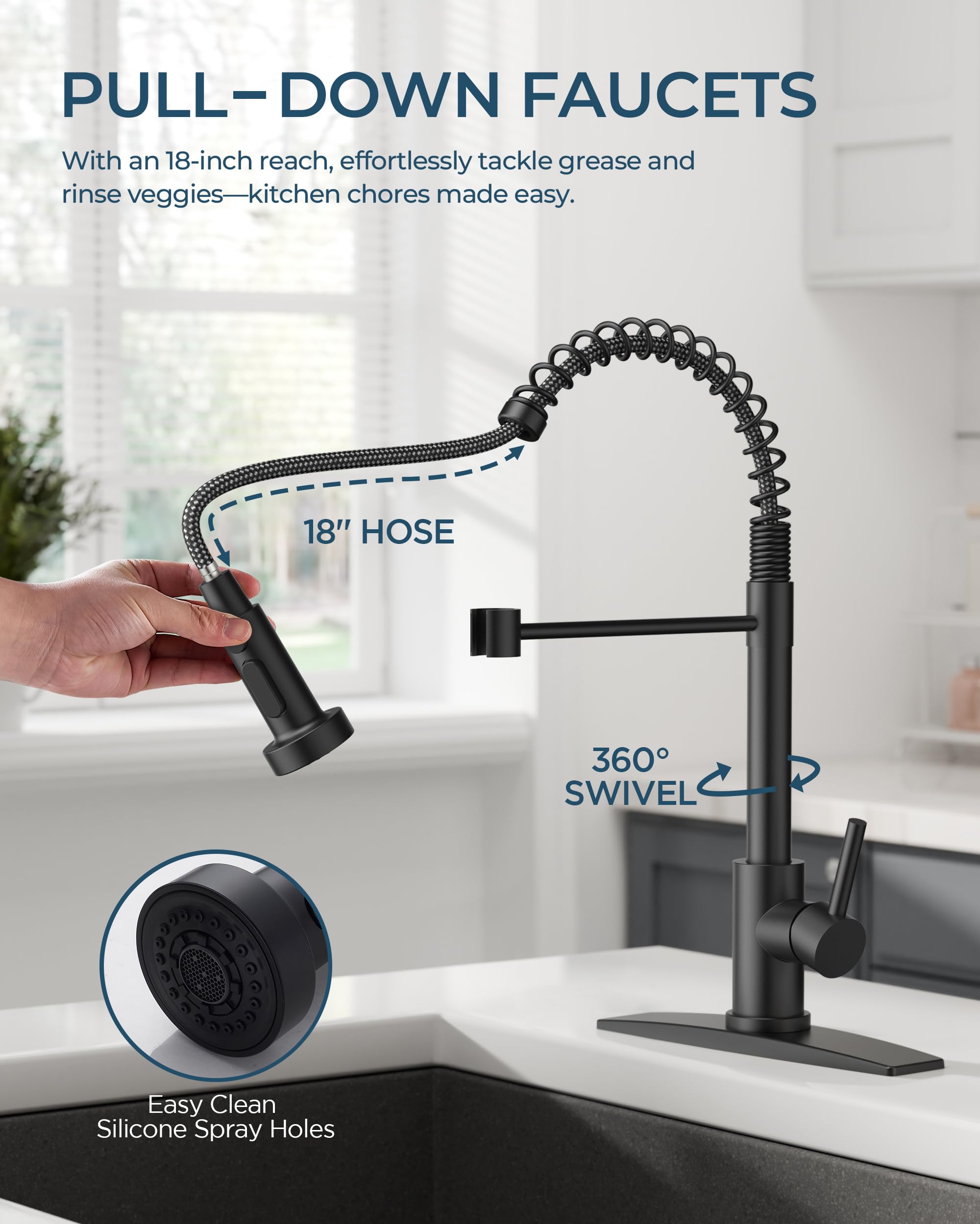 FORIOUS Kitchen Faucet with Soap Dispenser, Gold Stainless Steel Single Handle Modern Spring Commercial Sink Faucet with Pull Down Sprayer for Laundry & Utility Room RV Camp Bar Farmhouse