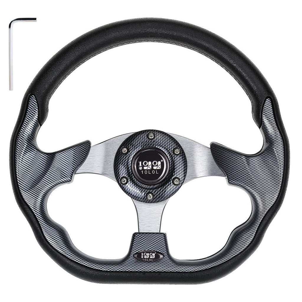 10L0L Golf Cart Steering Wheel, 13' Universal Fit for EZGO TXT/RXV, Club Car DS/Precedent, Yamaha G2-G29 (Carbon Black)