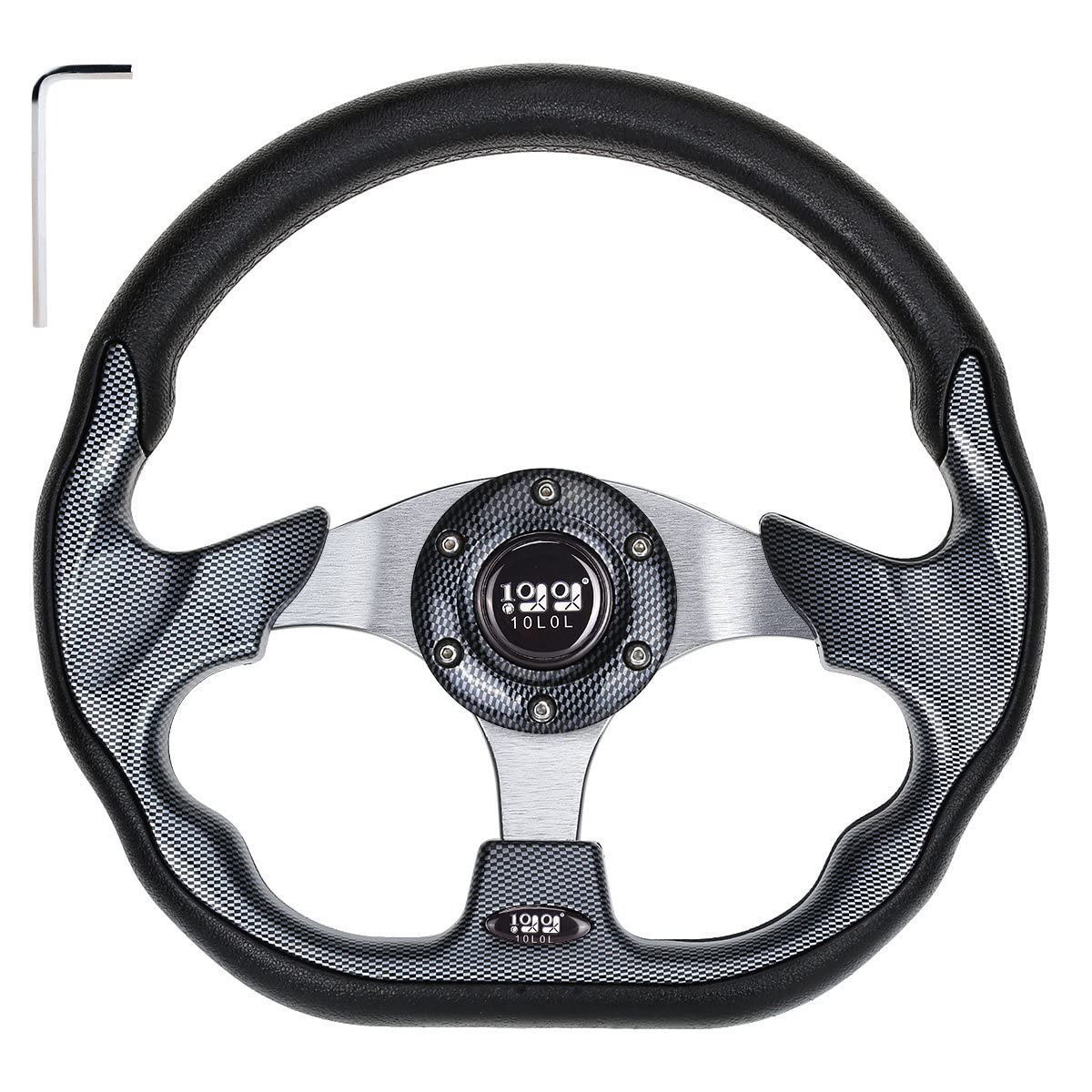 10L0L Golf Cart Steering Wheel, 13' Universal Fit for EZGO TXT/RXV, Club Car DS/Precedent, Yamaha G2-G29 (Carbon Black)