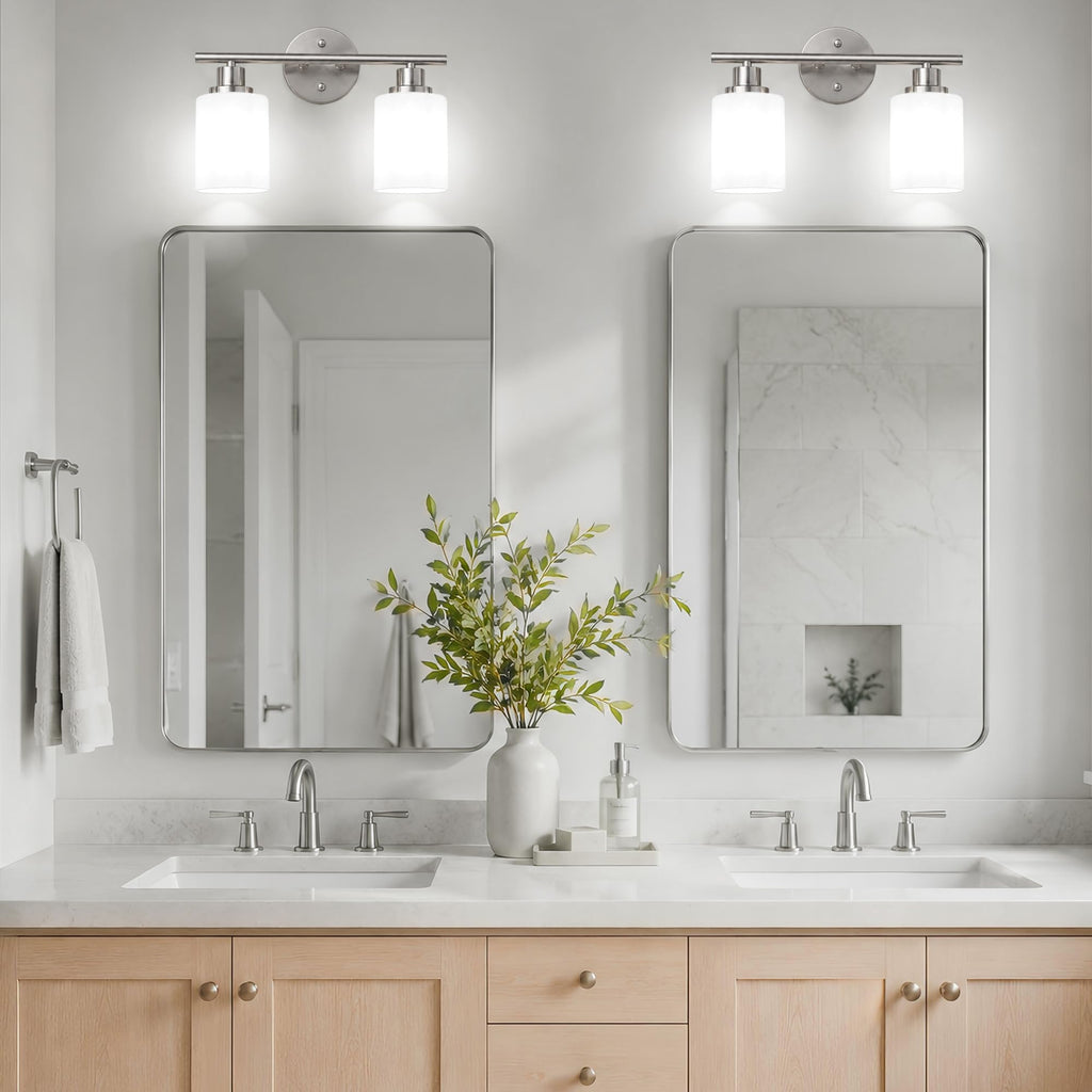 Unicozin 2 Pack Modern Bathroom Light Fixtures, 3 Light Vanity Lights, Black Wall Lamp with Clear Glass for Bathroom, Mirror, Living Room, Bedroom, Hallway, E26 Base