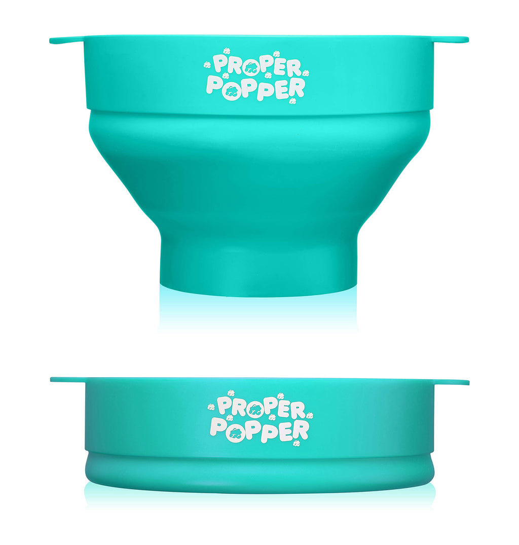 The Original Proper Popper Microwave Popcorn Popper, Silicone Popcorn Maker, Collapsible Bowl BPA Free & Dishwasher Safe - (Aqua)
