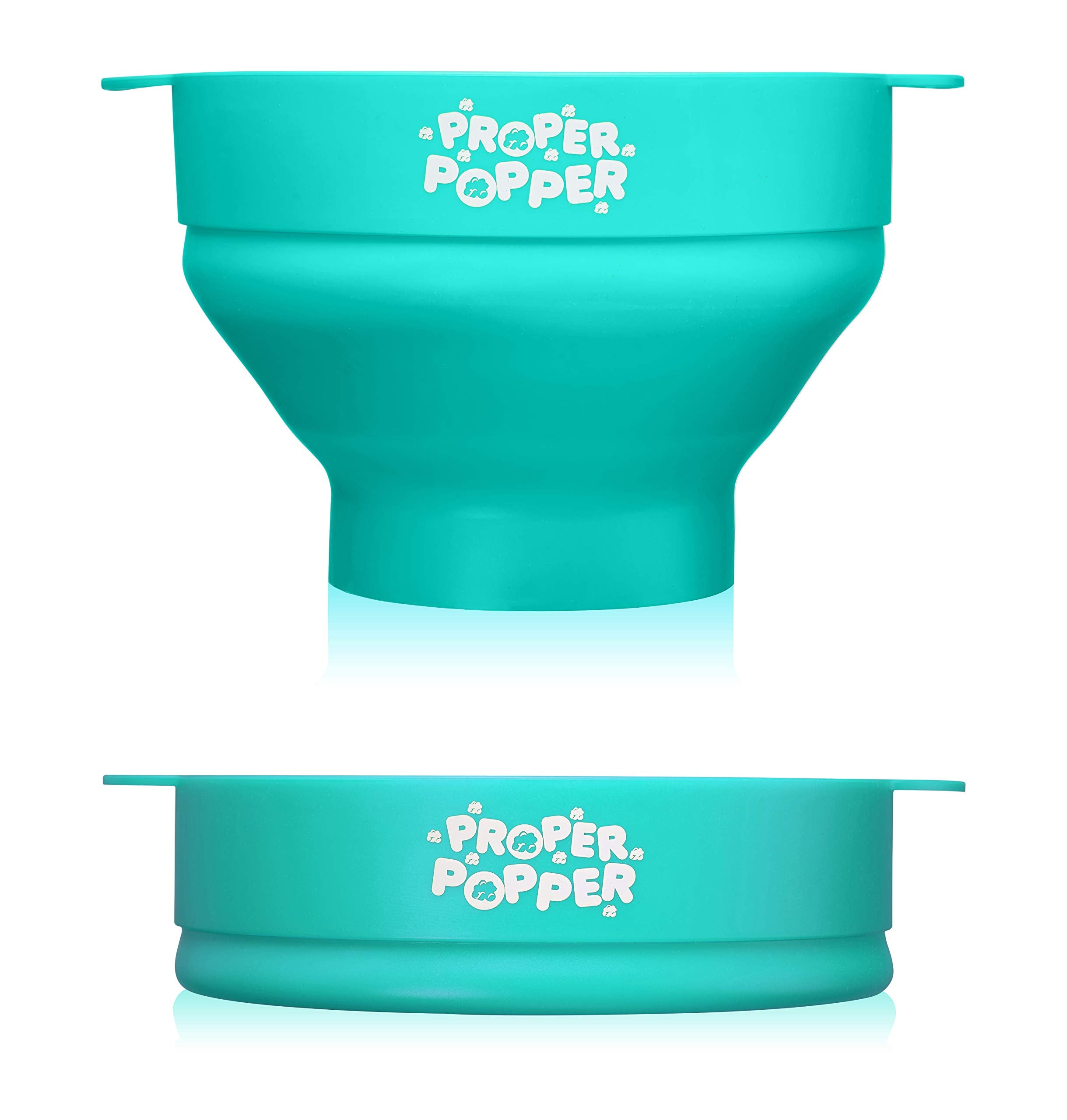 The Original Proper Popper Microwave Popcorn Popper, Silicone Popcorn Maker, Collapsible Bowl BPA Free & Dishwasher Safe - (Aqua)