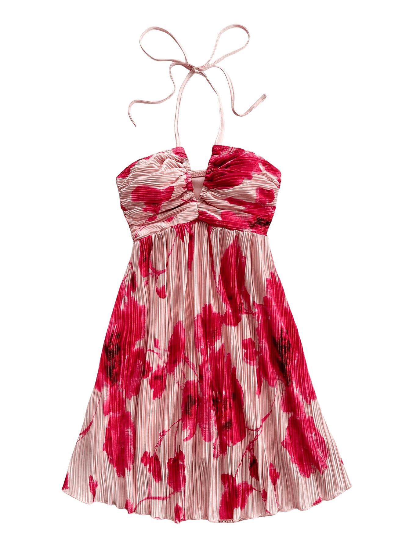 SOLY HUX Women's Tie Dye Cami Dress Halter Backless Sleeveless A Line Short Summer Dresses Sundress