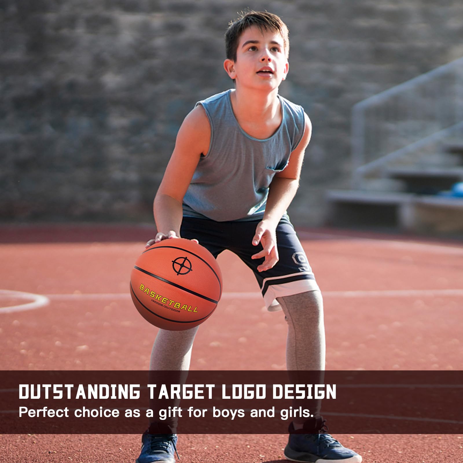 KUYOTQ Kids Youth Adult Size 3/4/5/6/7 (22/25.5/27.5/28.5/29.5") Basketball Premium Rubber or Faux Leather Basketball Indoor Outdoor Basketball for Boys Girls Womens Mens Basketball Gifts (Deflated)