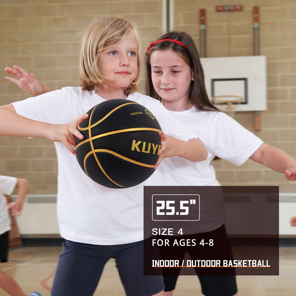 KUYOTQ Kids Youth Adult Size 3/4/5/6/7 (22/25.5/27.5/28.5/29.5") Basketball Premium Rubber or Faux Leather Basketball Indoor Outdoor Basketball for Boys Girls Womens Mens Basketball Gifts (Deflated)