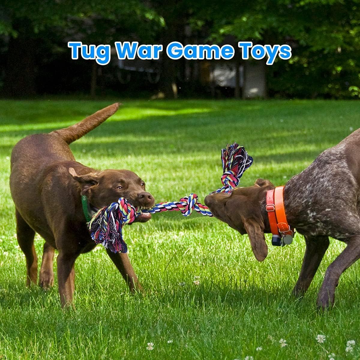 Feeko Heavy Duty Dog Rope Toys for Large Breed Aggressive Chewers, 2 Pack Indestructible Teeth Cleaning Tug of War Toy