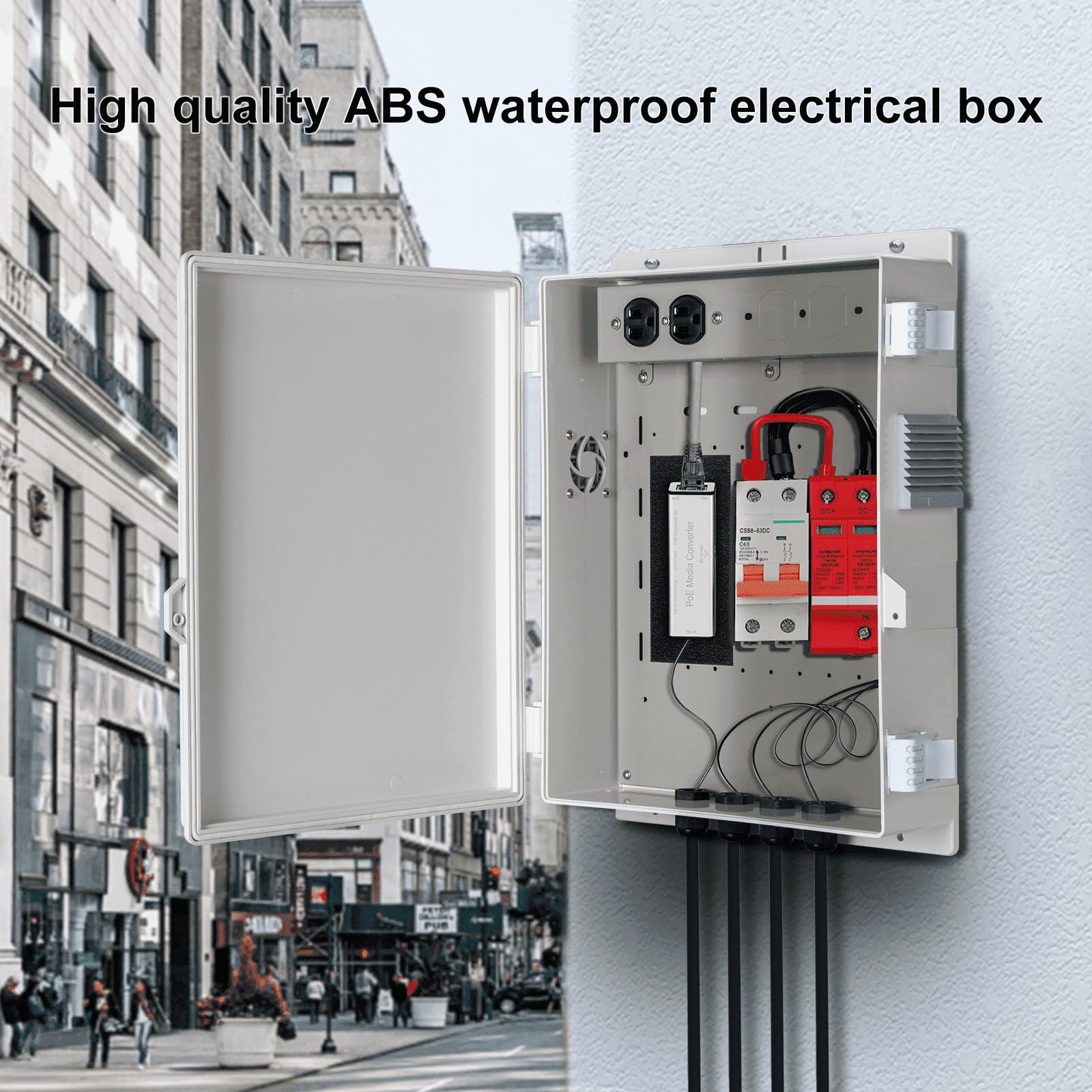Namunanee Outdoor Electrical Junction Box, ABS Water Resistant Enclosure with Internal Mounting Panel & Hinged Cover, 9.2" H* 7" L* 4.6" W
