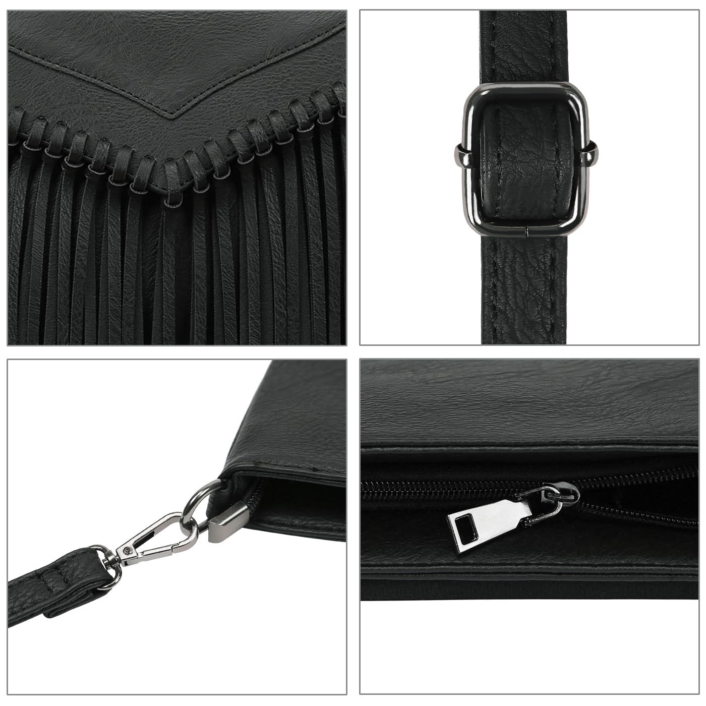 HDE Women's PU Leather Hobo Fringe Crossbody Tassel Purse Vintage Flap Envelope Handbag Western Sling Shoulder Bag