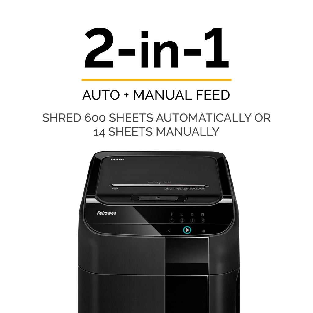 Fellowes AutoMax Micro-Cut 100M Commercial Office Auto Feed 2-in-1 Paper Shredder with 100-Sheet Capacity, Black